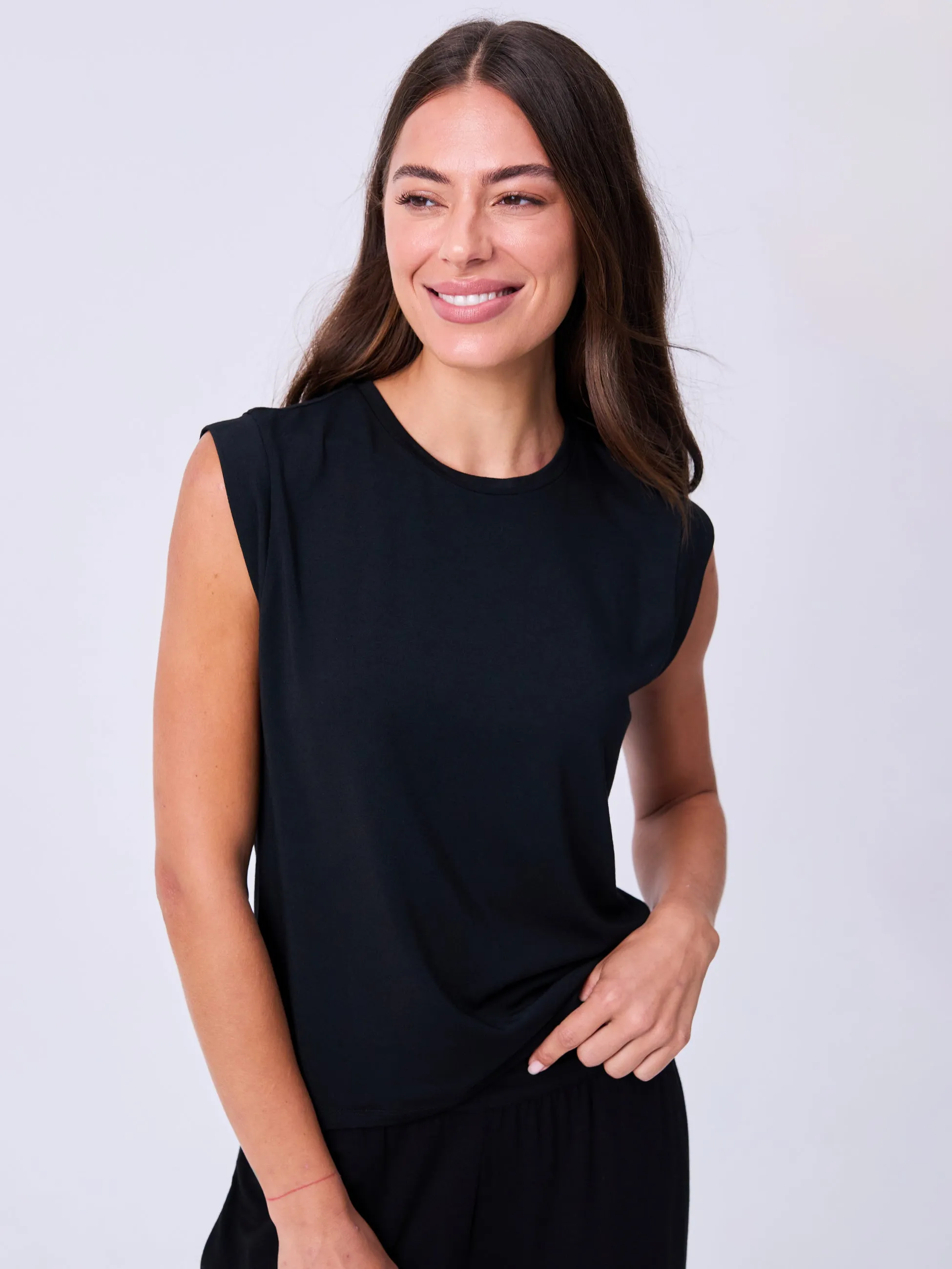 Modal Cap Sleeve Tee - Black sold by Dharma Bums