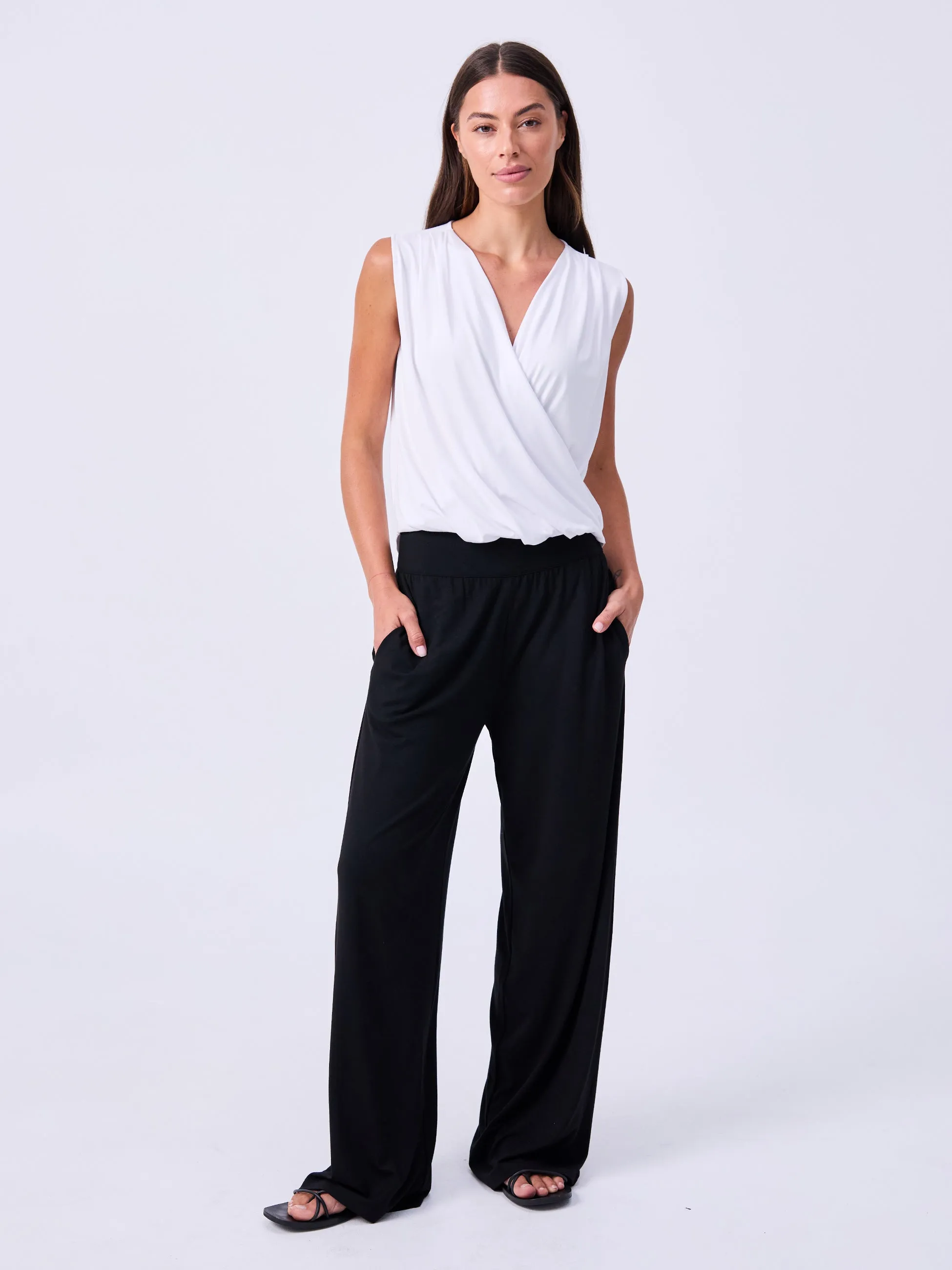 Athena Drape Top - White sold by Dharma Bums