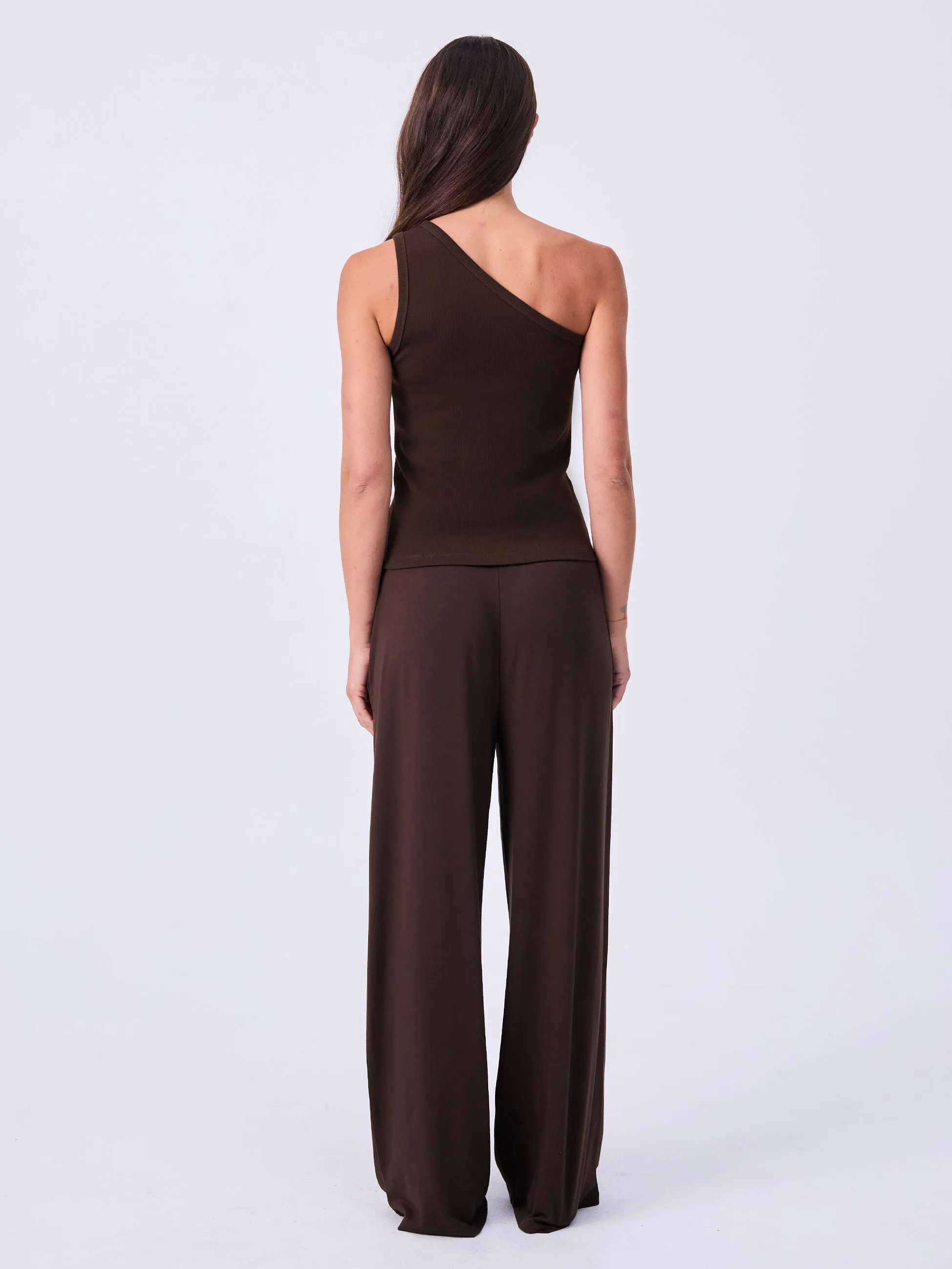 Asymmetric Organic Cotton Rib Tank - Coffee Bean sold by Dharma Bums product image thumbnail 4
