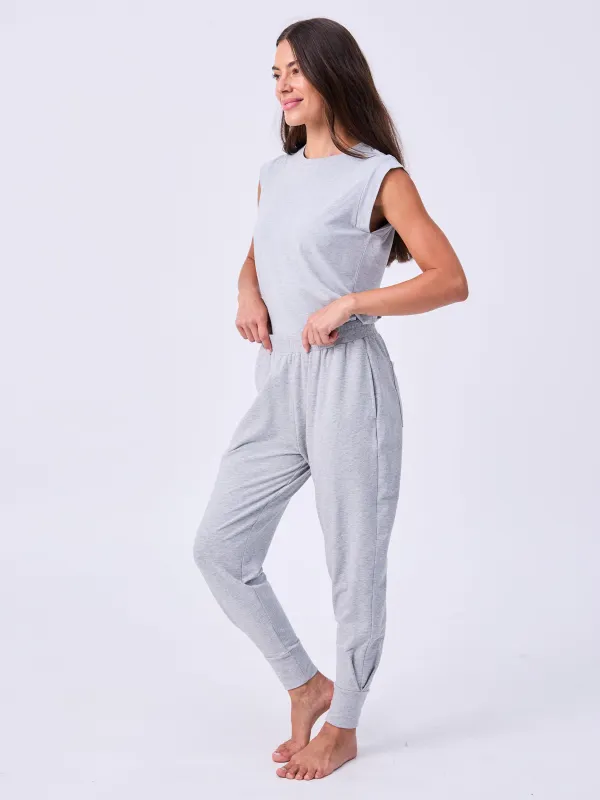 Side Pleat Jogger Jogger - Melange Grey sold by Dharma Bums