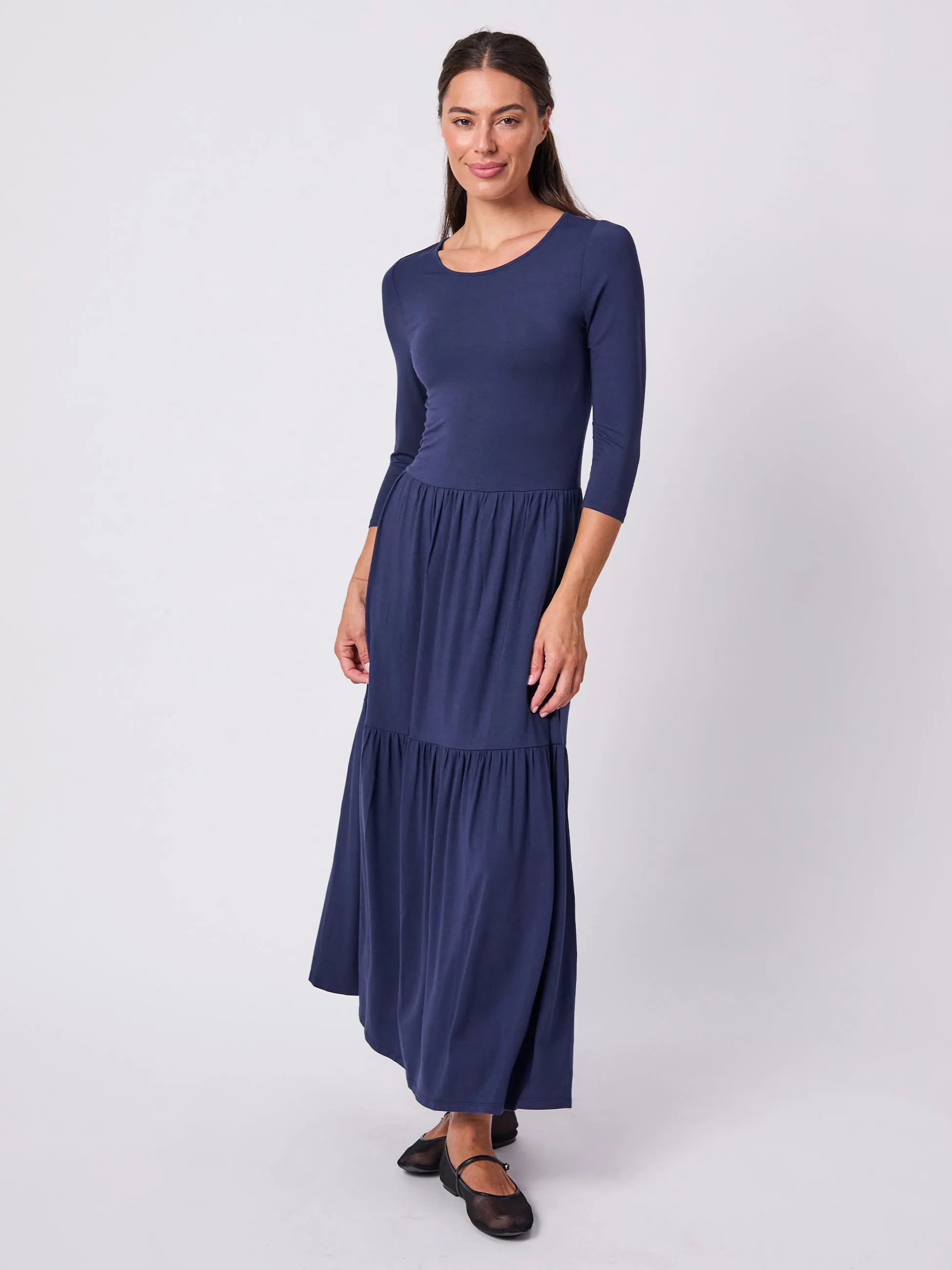 Wander Tiered Dress - Navy sold by Dharma Bums