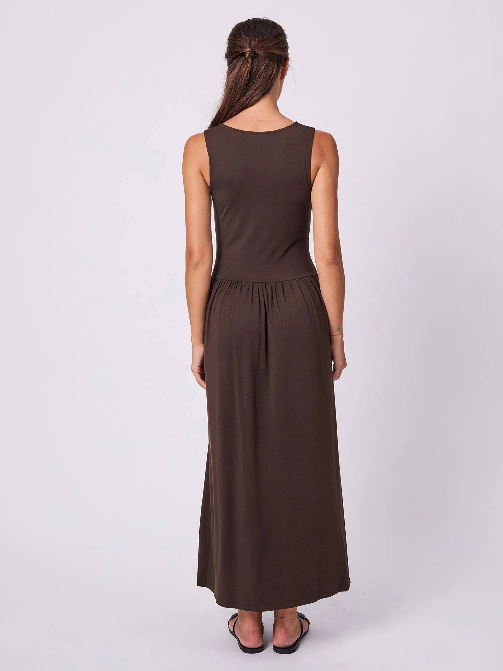 V Neck Rouch Dress - Coffee Bean sold by Dharma Bums product image thumbnail 5