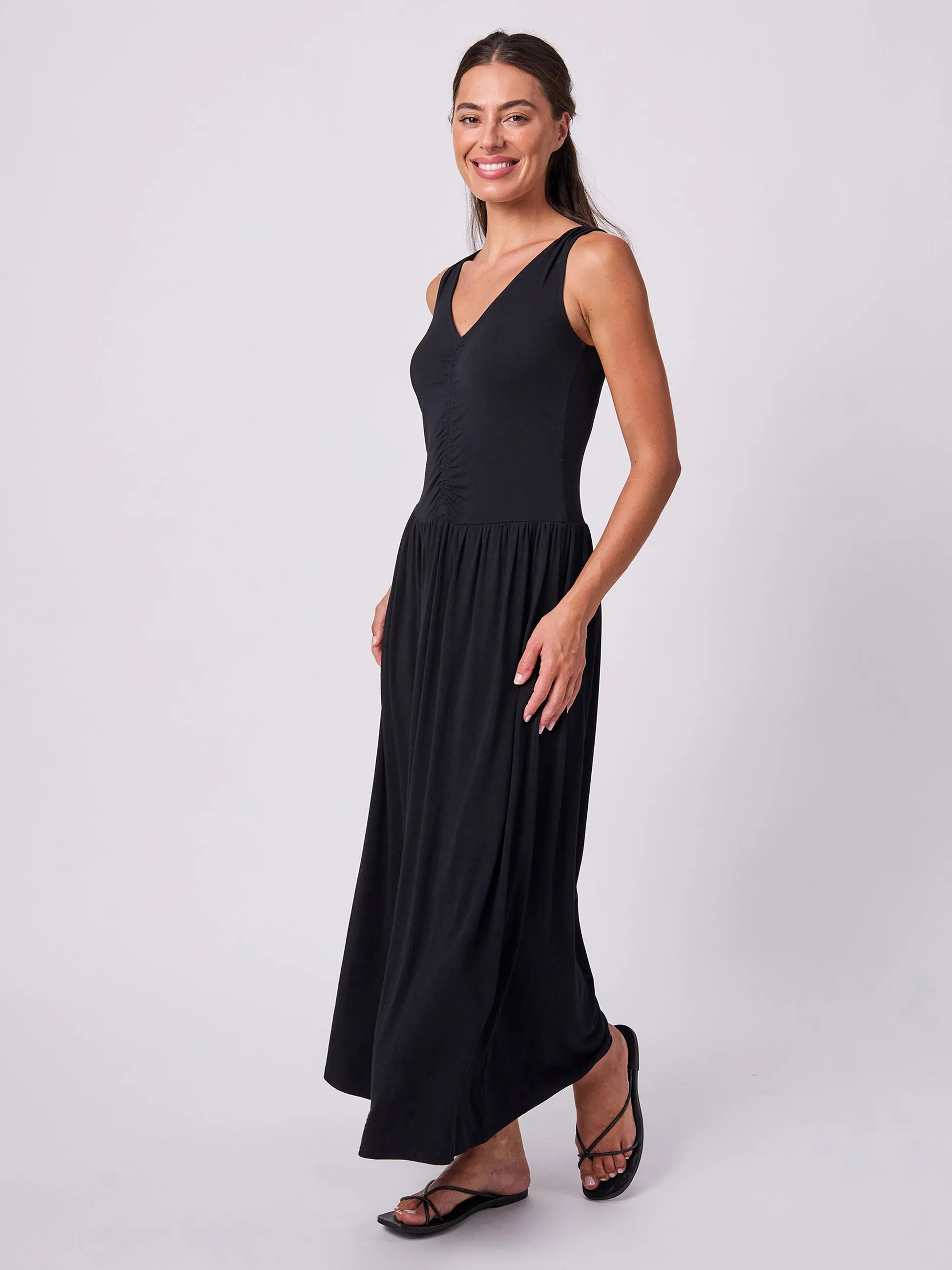 V Neck Rouch Dress - Black sold by Dharma Bums product image thumbnail 2