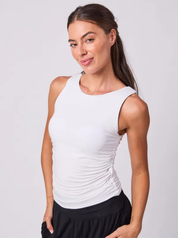 Modal Side Rouch Tee - White sold by Dharma Bums