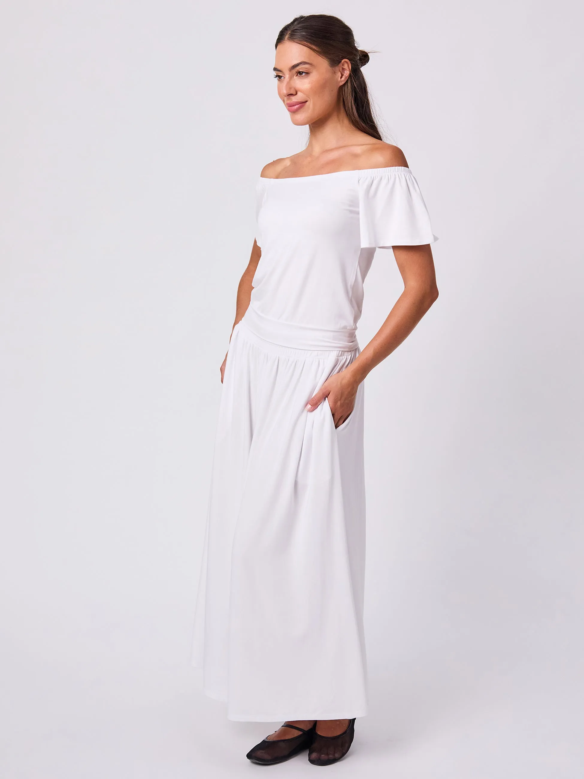 Off Shoulder Bell Sleeve Top - White sold by Dharma Bums product image thumbnail 4