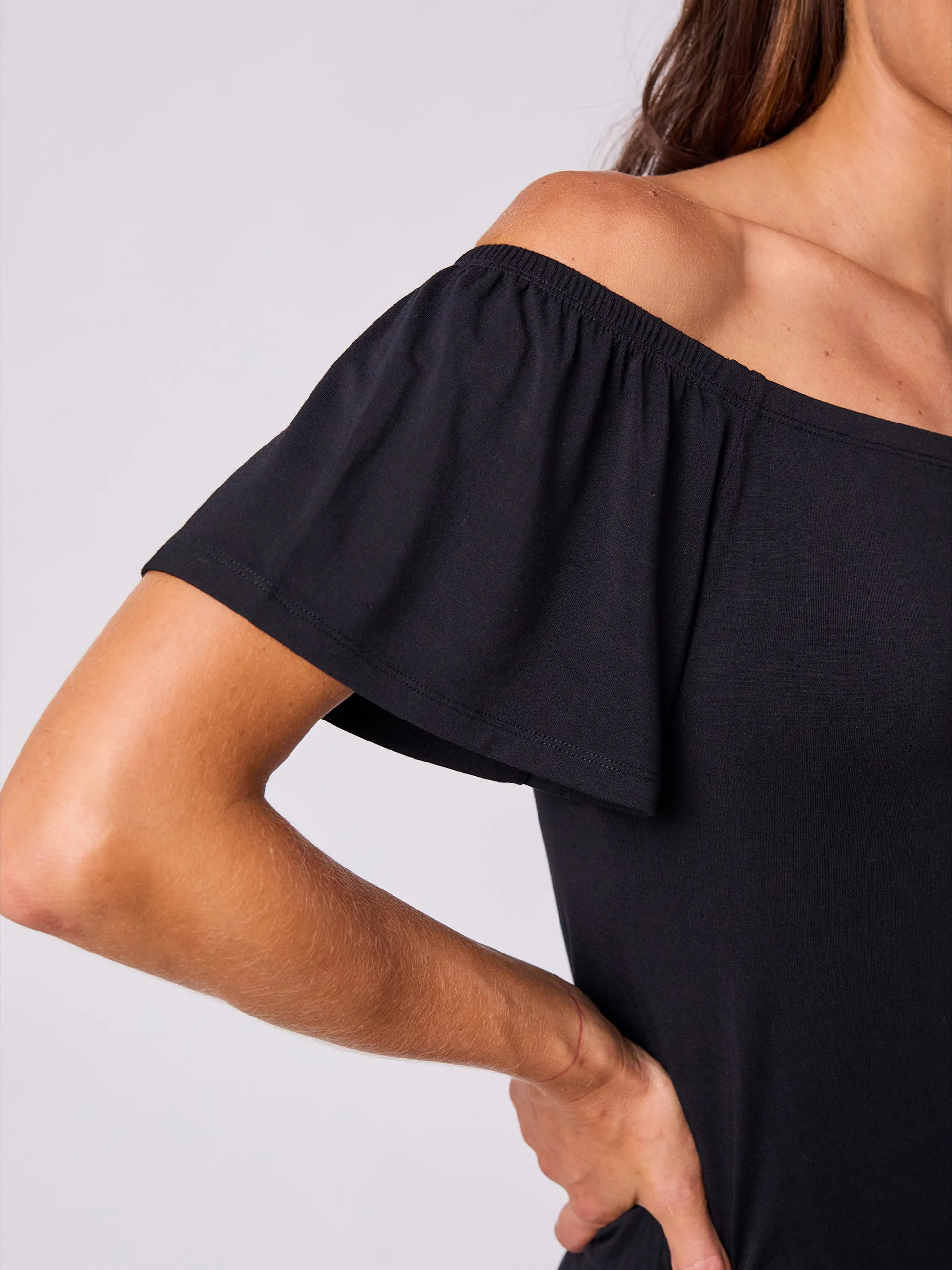Off Shoulder Bell Sleeve Top - Black sold by Dharma Bums product image thumbnail 3