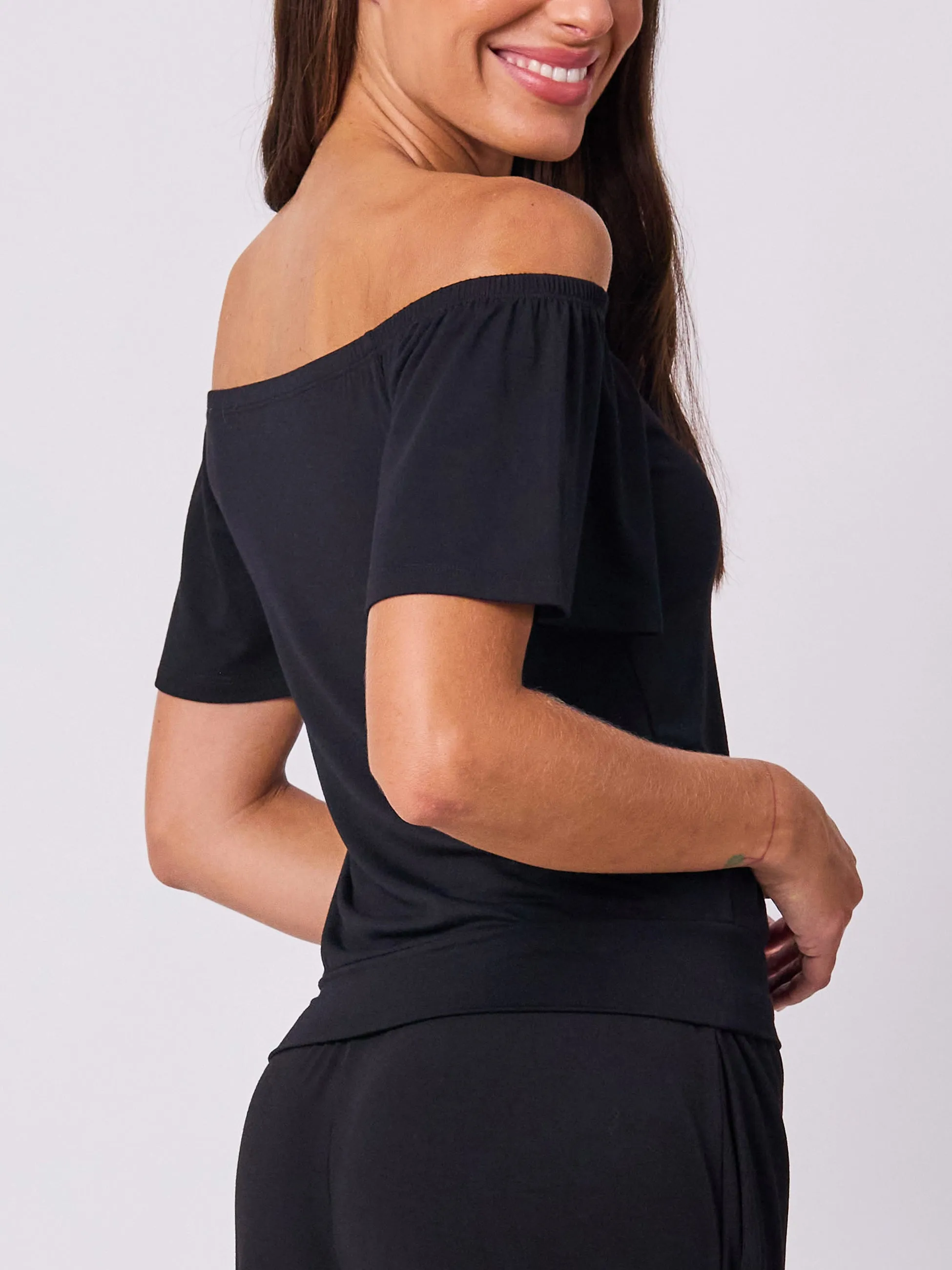 Off Shoulder Bell Sleeve Top - Black sold by Dharma Bums product image thumbnail 5