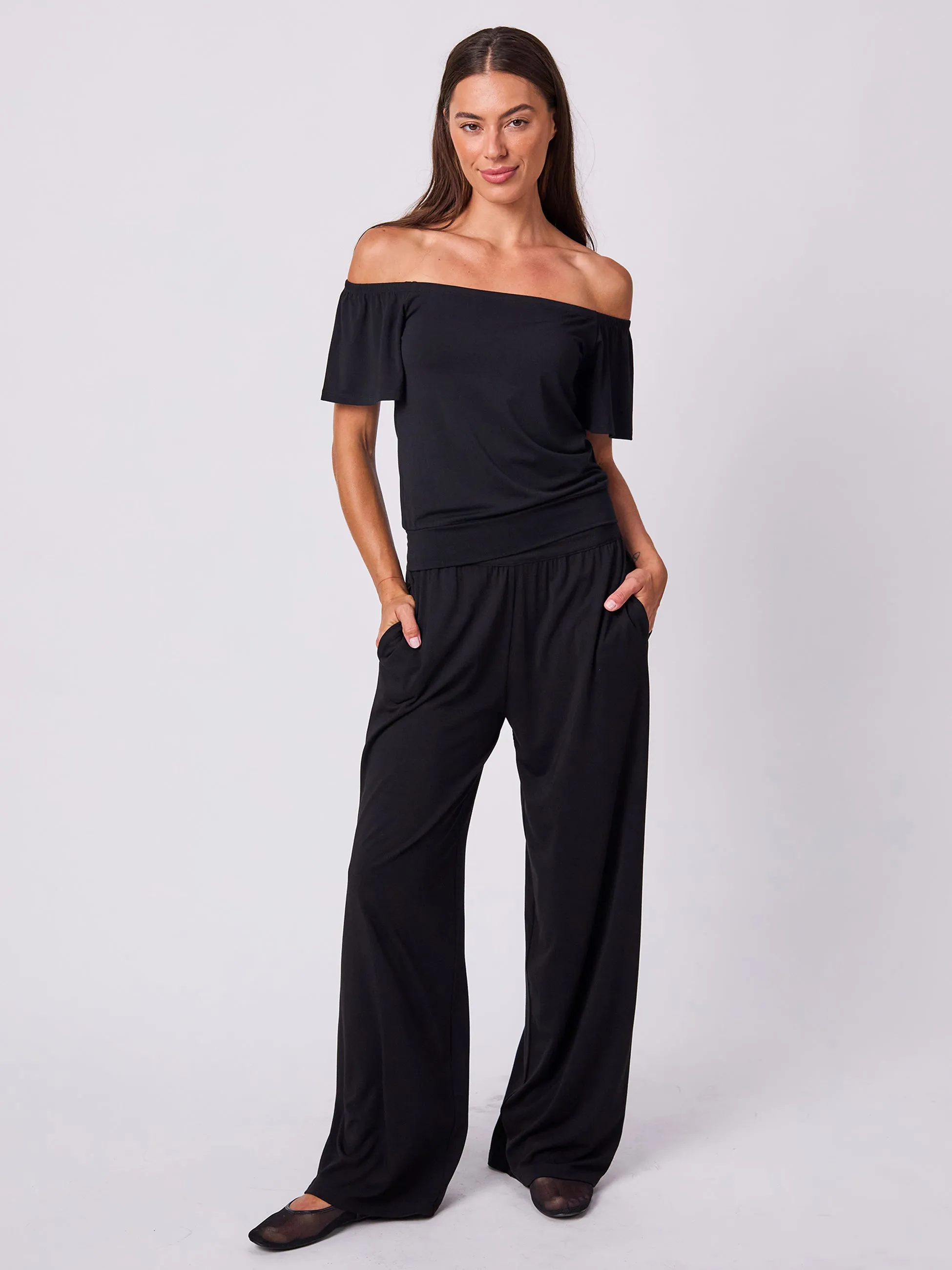 Off Shoulder Bell Sleeve Top - Black sold by Dharma Bums product image thumbnail 2