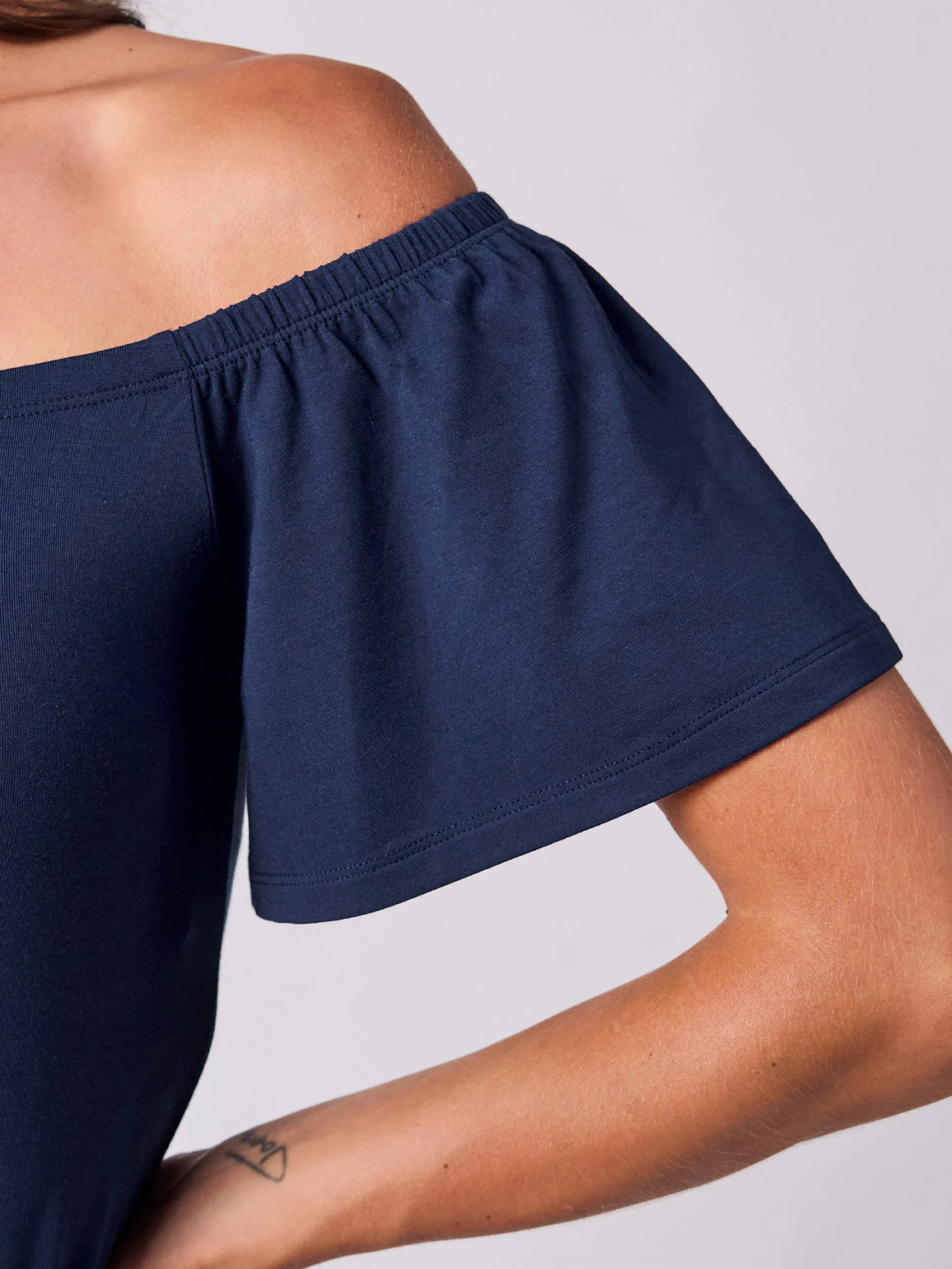 Off Shoulder Bell Sleeve Top - Navy sold by Dharma Bums product image thumbnail 3