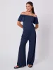 Off Shoulder Bell Sleeve Top - Navy sold by Dharma Bums