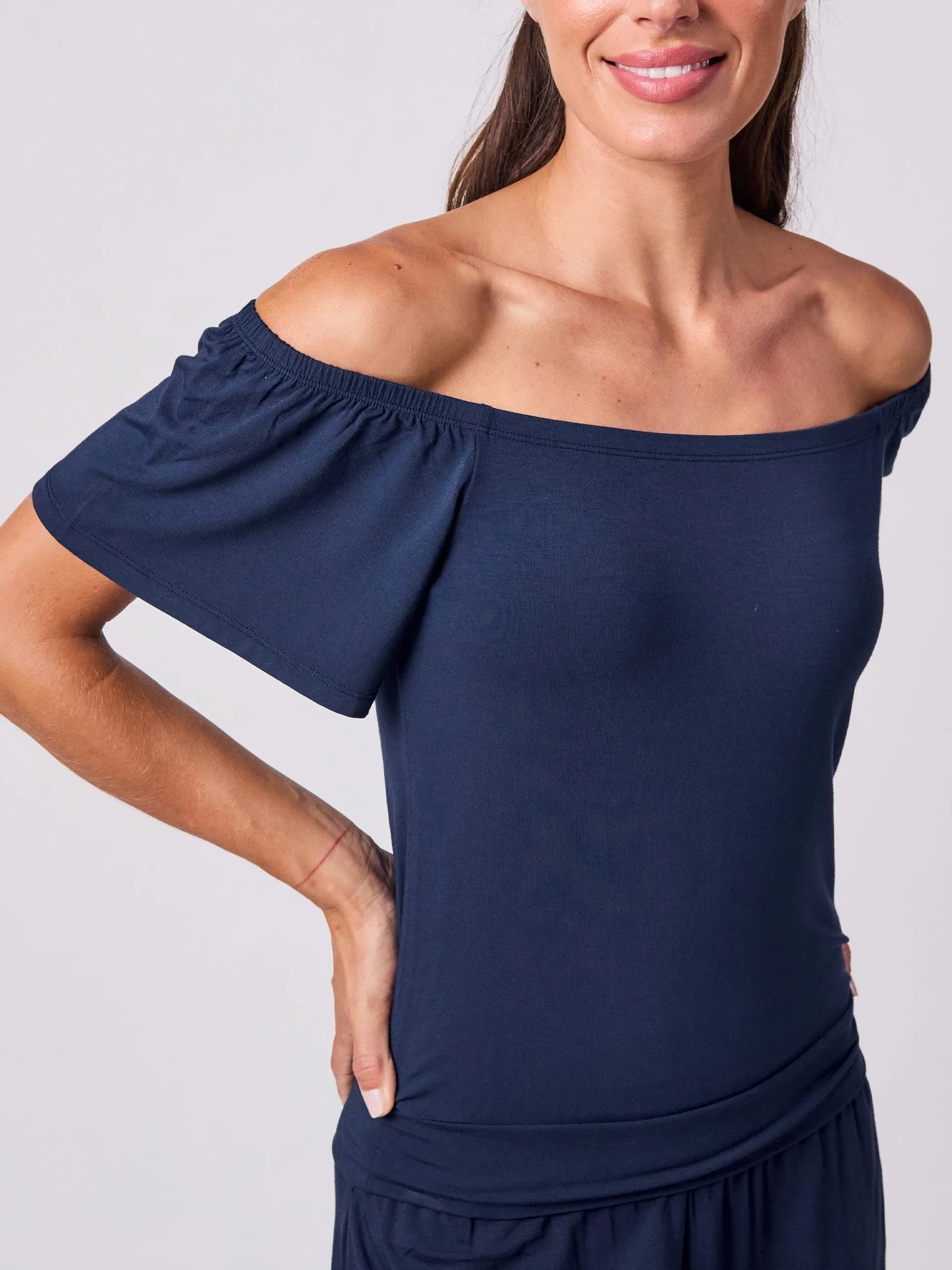 Off Shoulder Bell Sleeve Top - Navy sold by Dharma Bums product image thumbnail 5