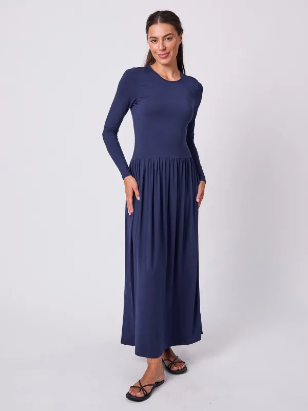Long Essential Maxi Dress - Navy sold by Dharma Bums