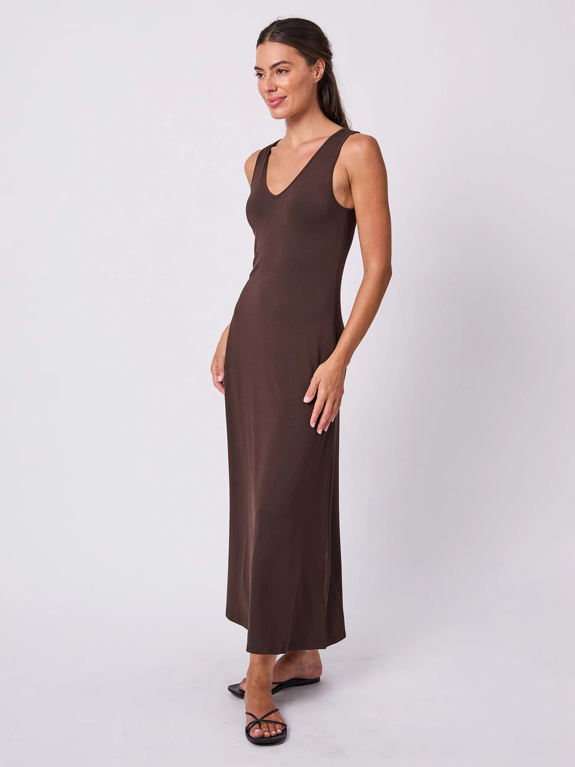 V Neck Maxi Dress - Coffee Bean sold by Dharma Bums product image thumbnail 2