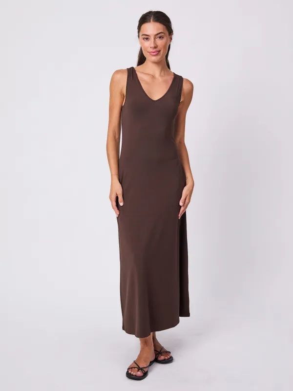 V Neck Maxi Dress - Coffee Bean sold by Dharma Bums