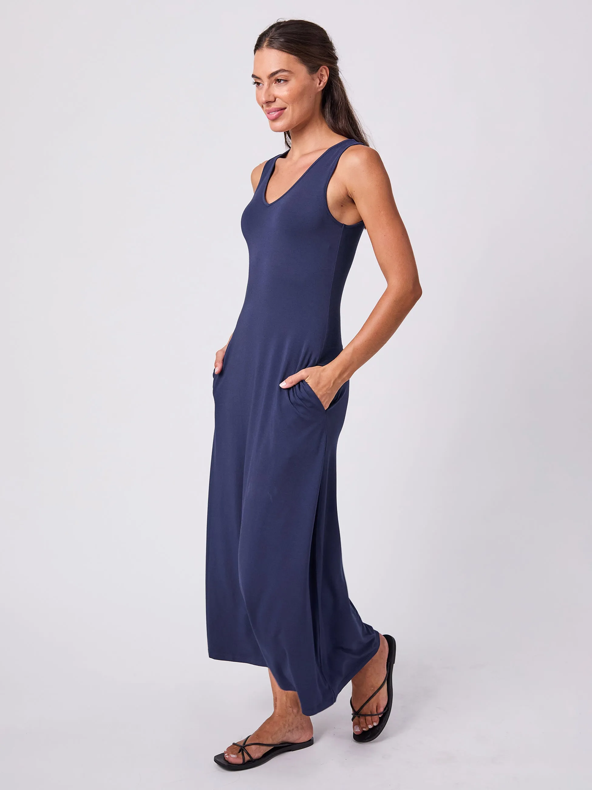 V Neck Maxi Dress - Navy sold by Dharma Bums product image thumbnail 3