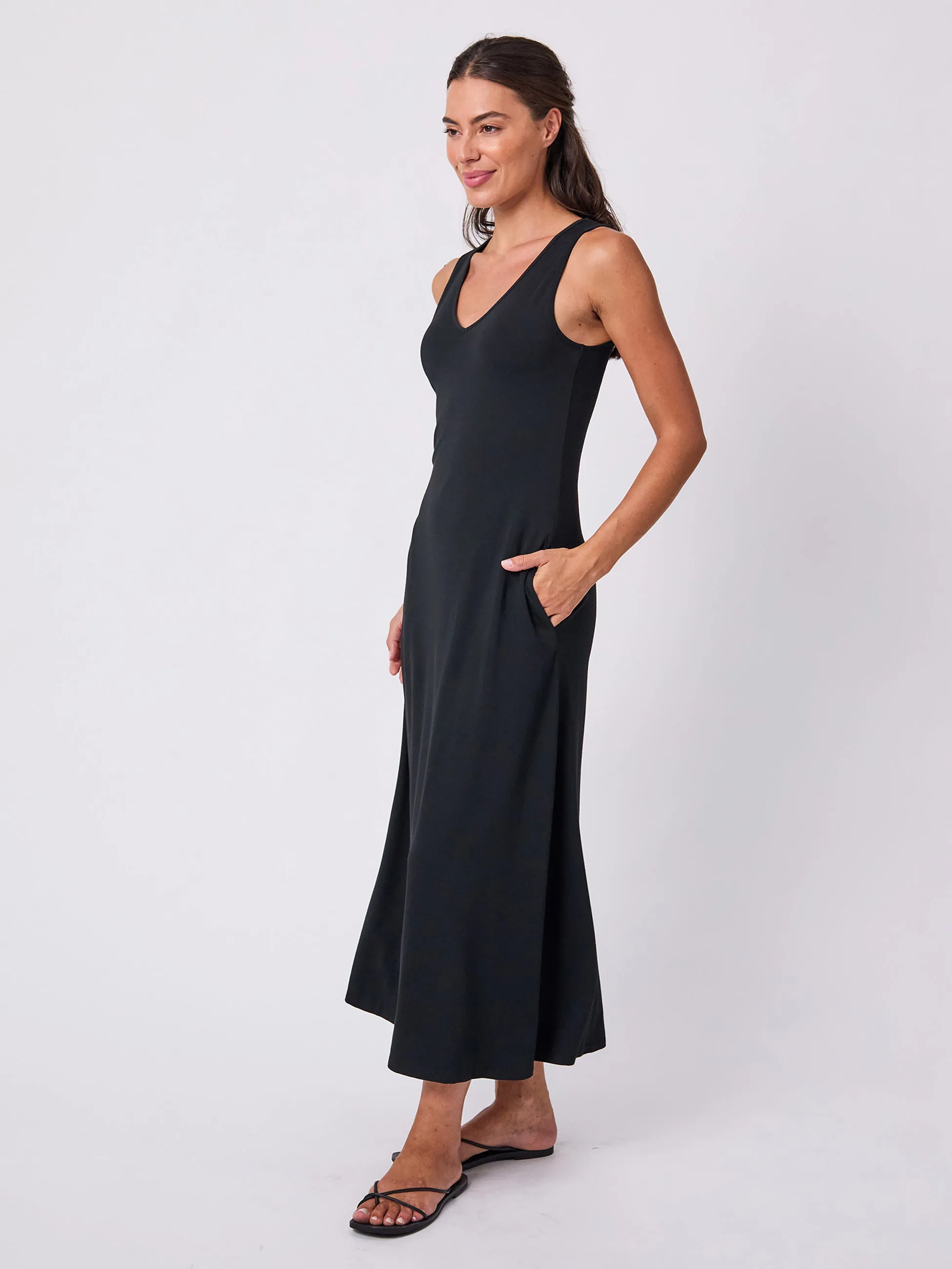 V Neck Maxi Dress - Black sold by Dharma Bums product image thumbnail 3