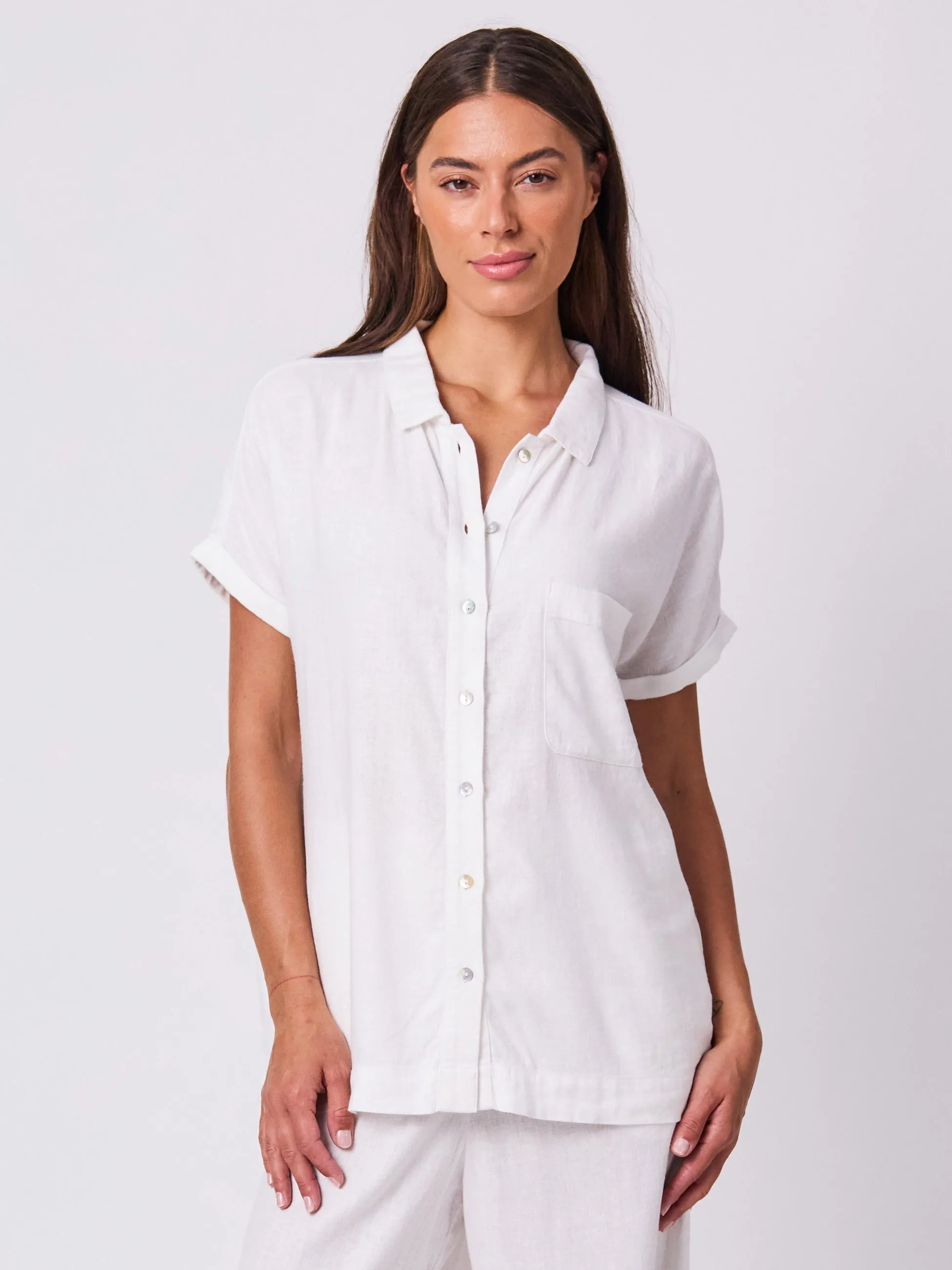 Linen Short Sleeve Cali Shirt - White sold by Dharma Bums product image thumbnail 2