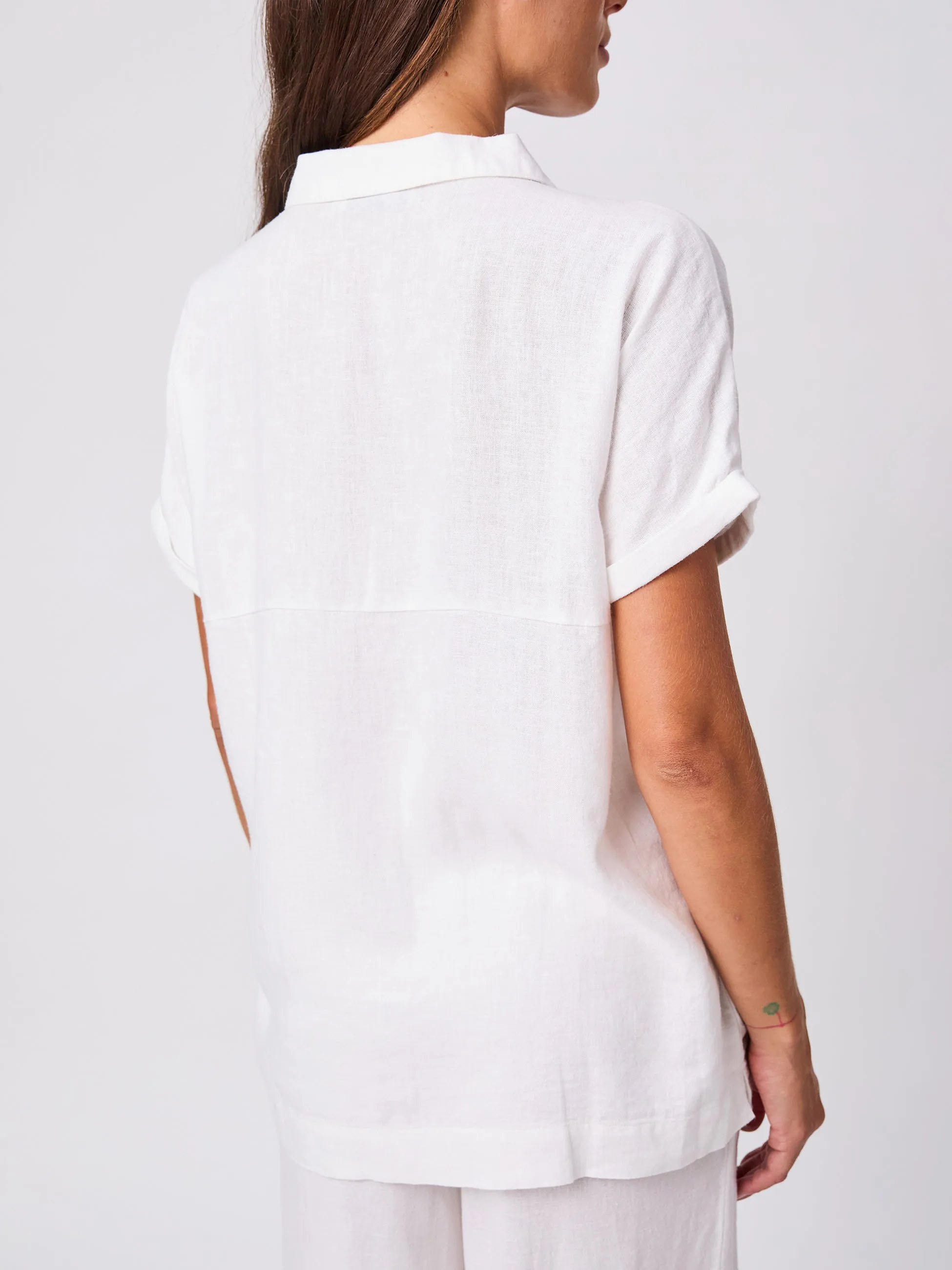 Linen Short Sleeve Cali Shirt - White sold by Dharma Bums product image thumbnail 3