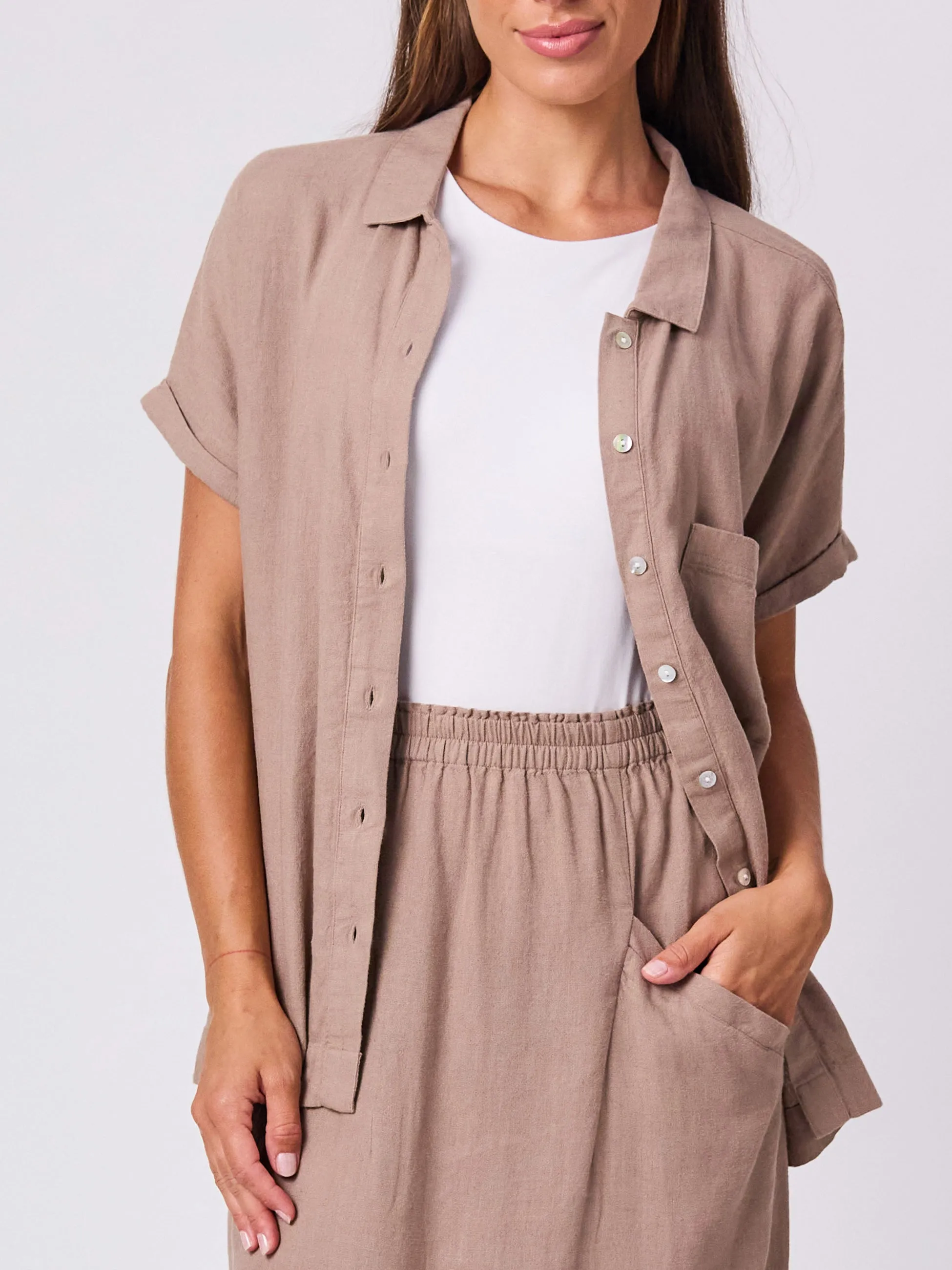 Linen Short Sleeve Cali Shirt - Cinnamon sold by Dharma Bums product image thumbnail 2