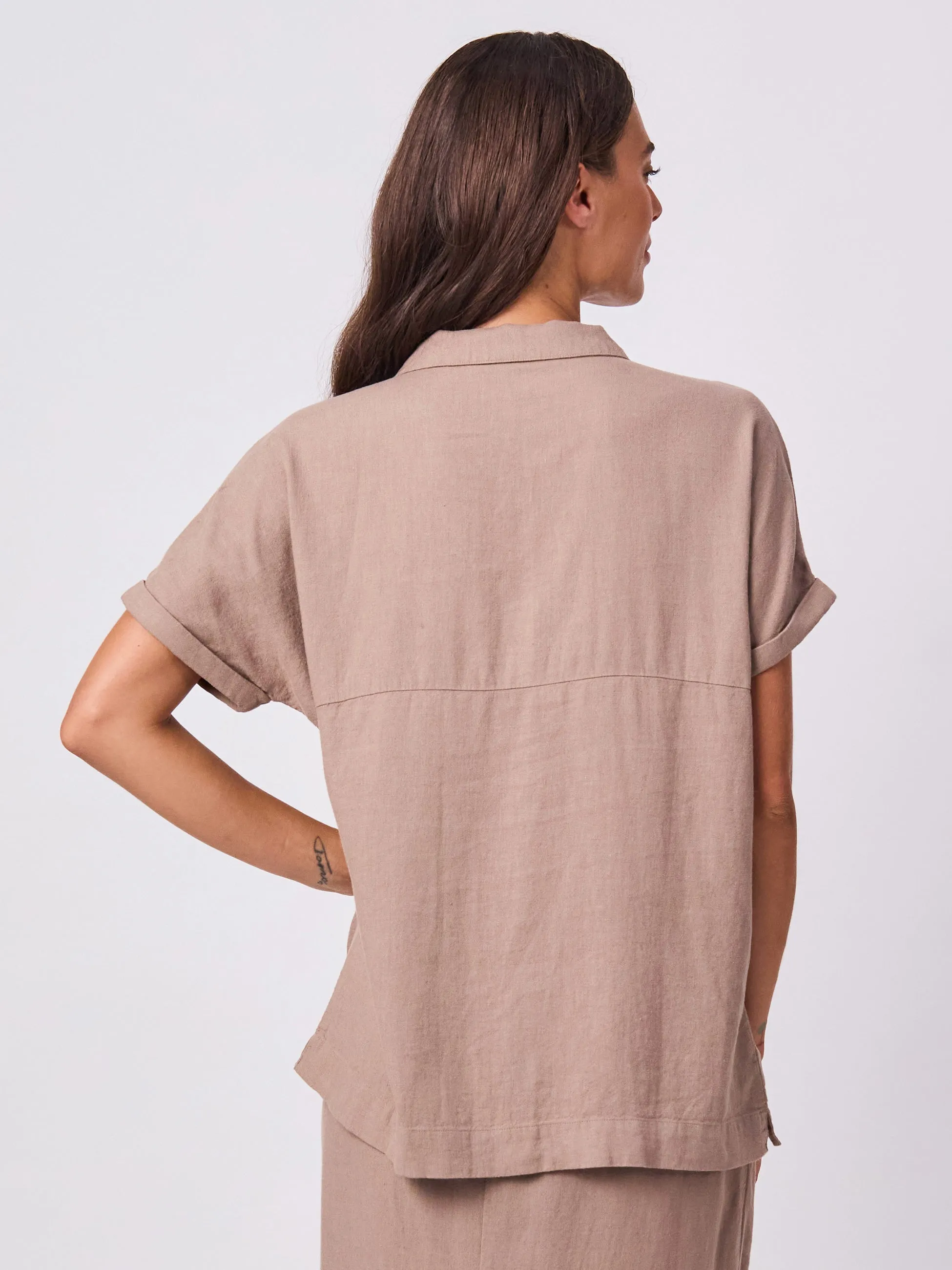 Linen Short Sleeve Cali Shirt - Cinnamon sold by Dharma Bums product image thumbnail 5