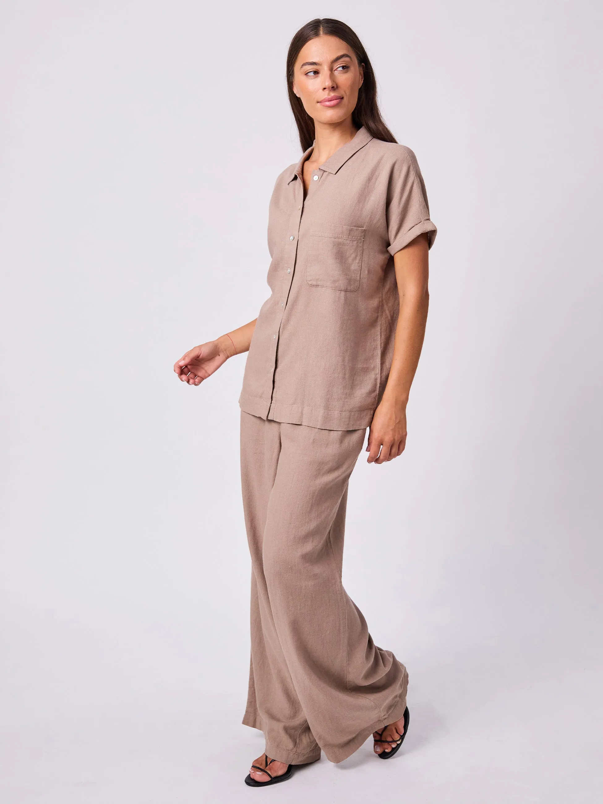 Linen Short Sleeve Cali Shirt - Cinnamon sold by Dharma Bums product image thumbnail 3