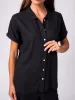 Linen Short Sleeve Cali Shirt - Black sold by Dharma Bums