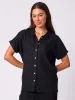 Linen Short Sleeve Cali Shirt - Black sold by Dharma Bums