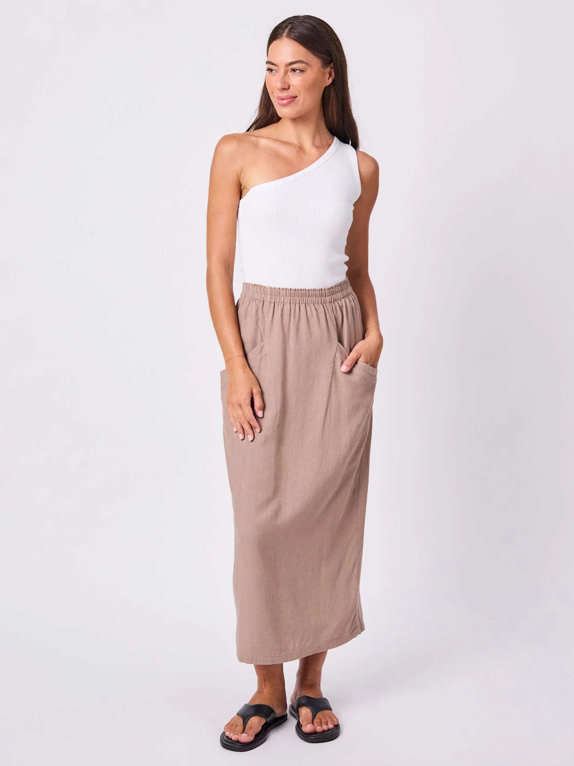 Linen Cali Skirt - Cinnamon sold by Dharma Bums
