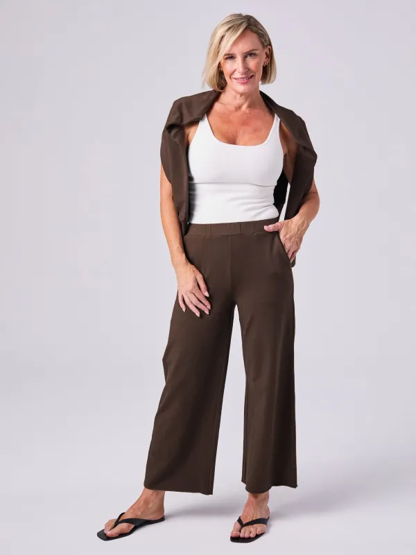 Wide Leg Cropped Jogger - Coffee Bean sold by Dharma Bums