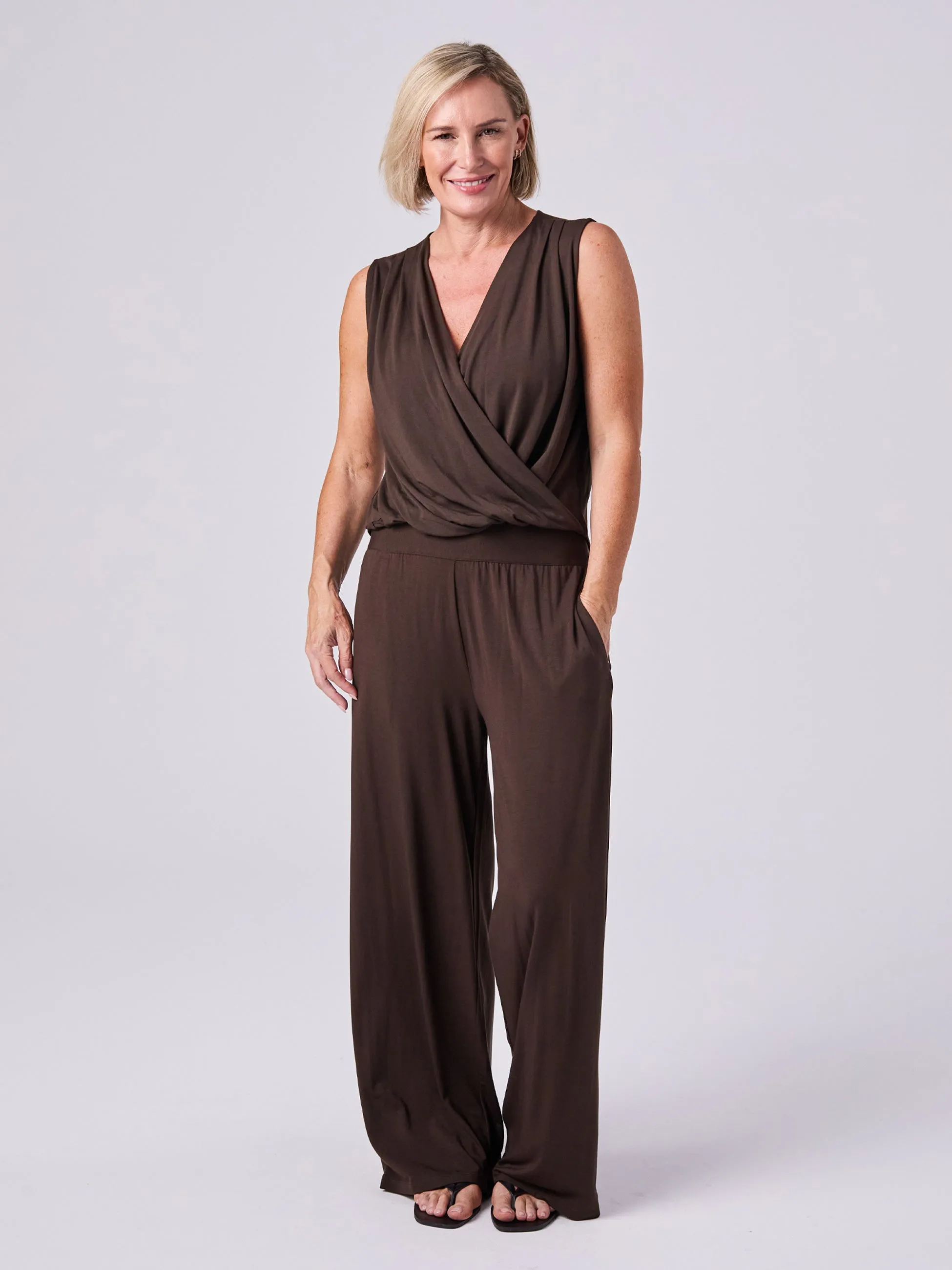 Athena Drape Top - Coffee Bean sold by Dharma Bums