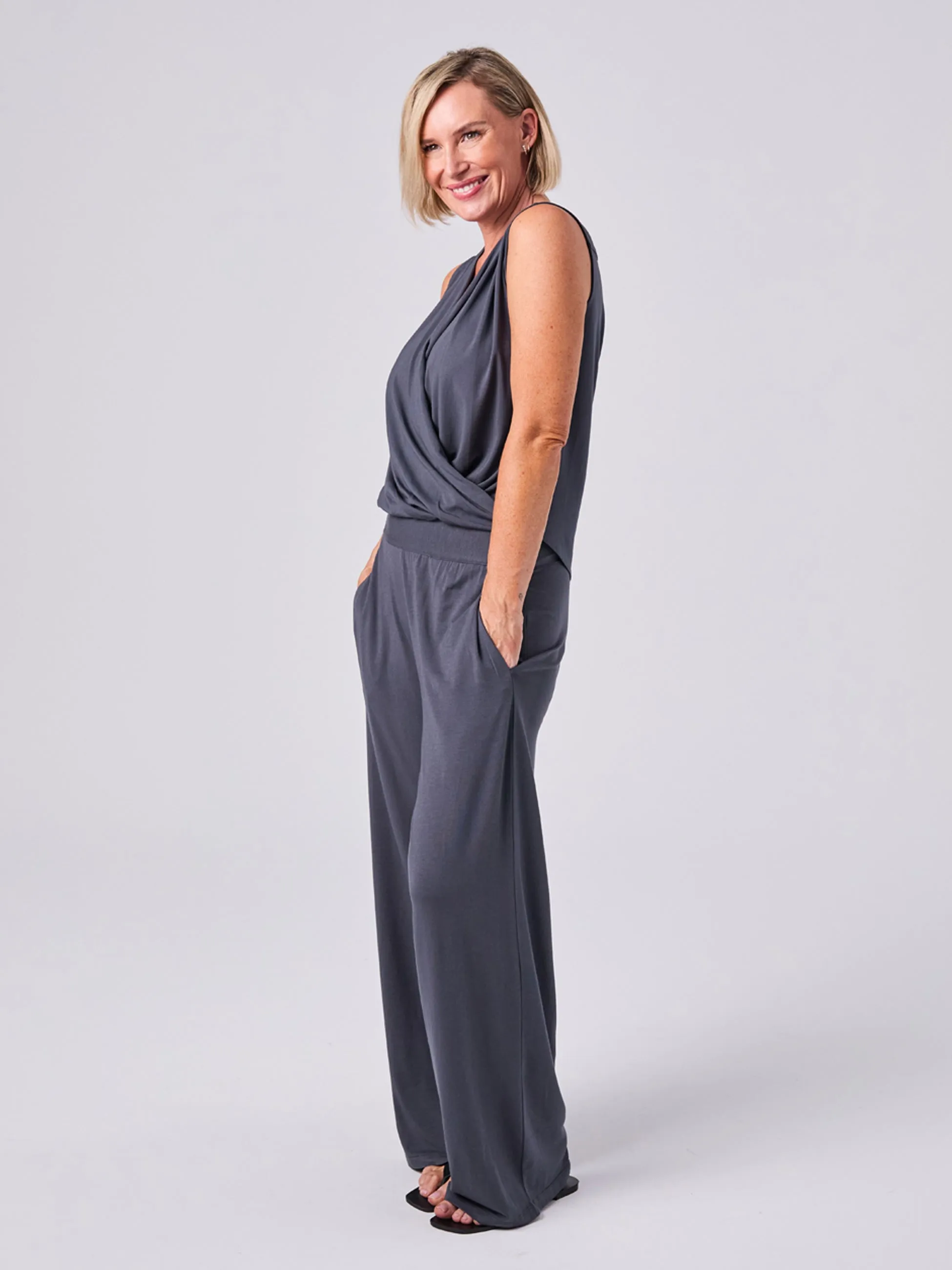 Athena Drape Top - Charcoal sold by Dharma Bums product image thumbnail 3