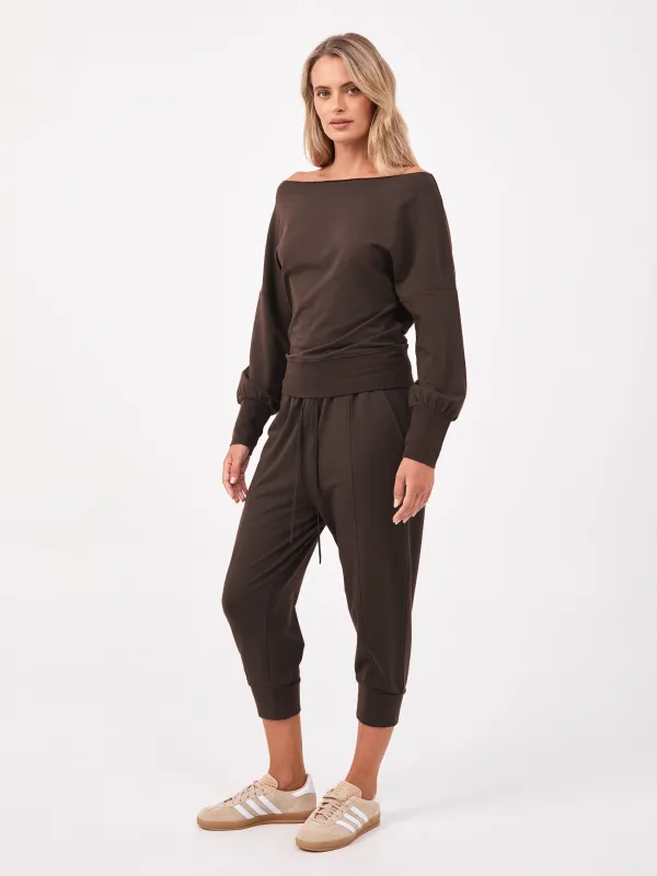 Breeze French Terry Cropped Jogger - Coffee Bean sold by Dharma Bums