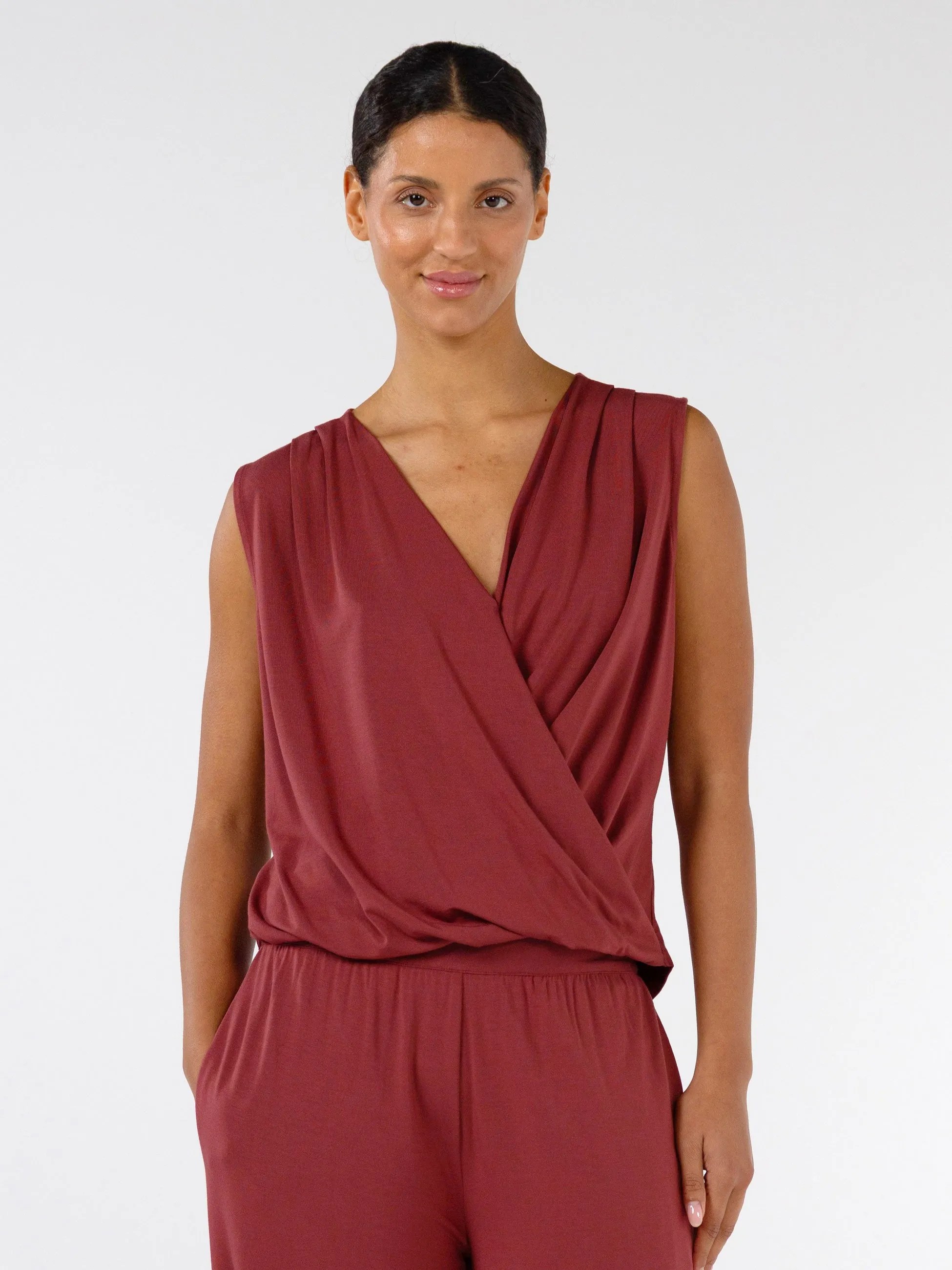 Athena Drape Top - Mulberry sold by Dharma Bums