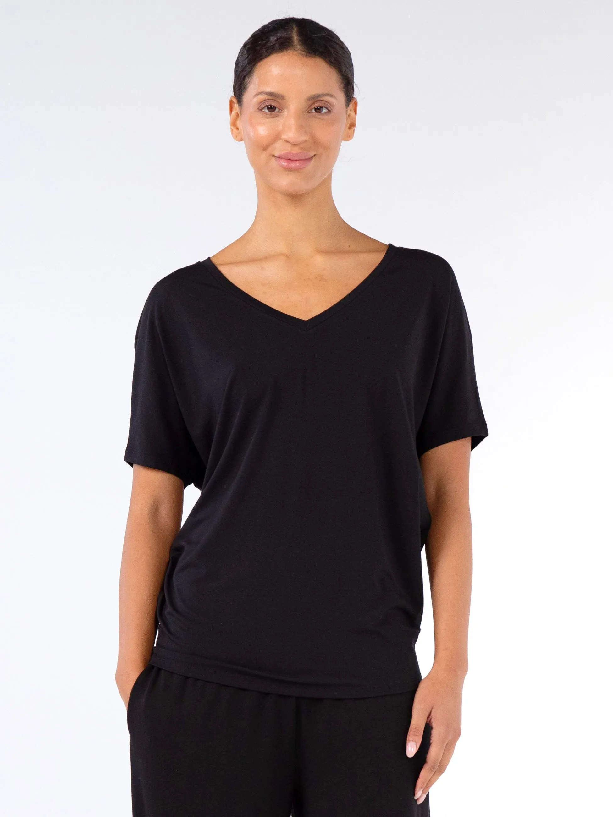 Celine V Neck Top - Black sold by Dharma Bums