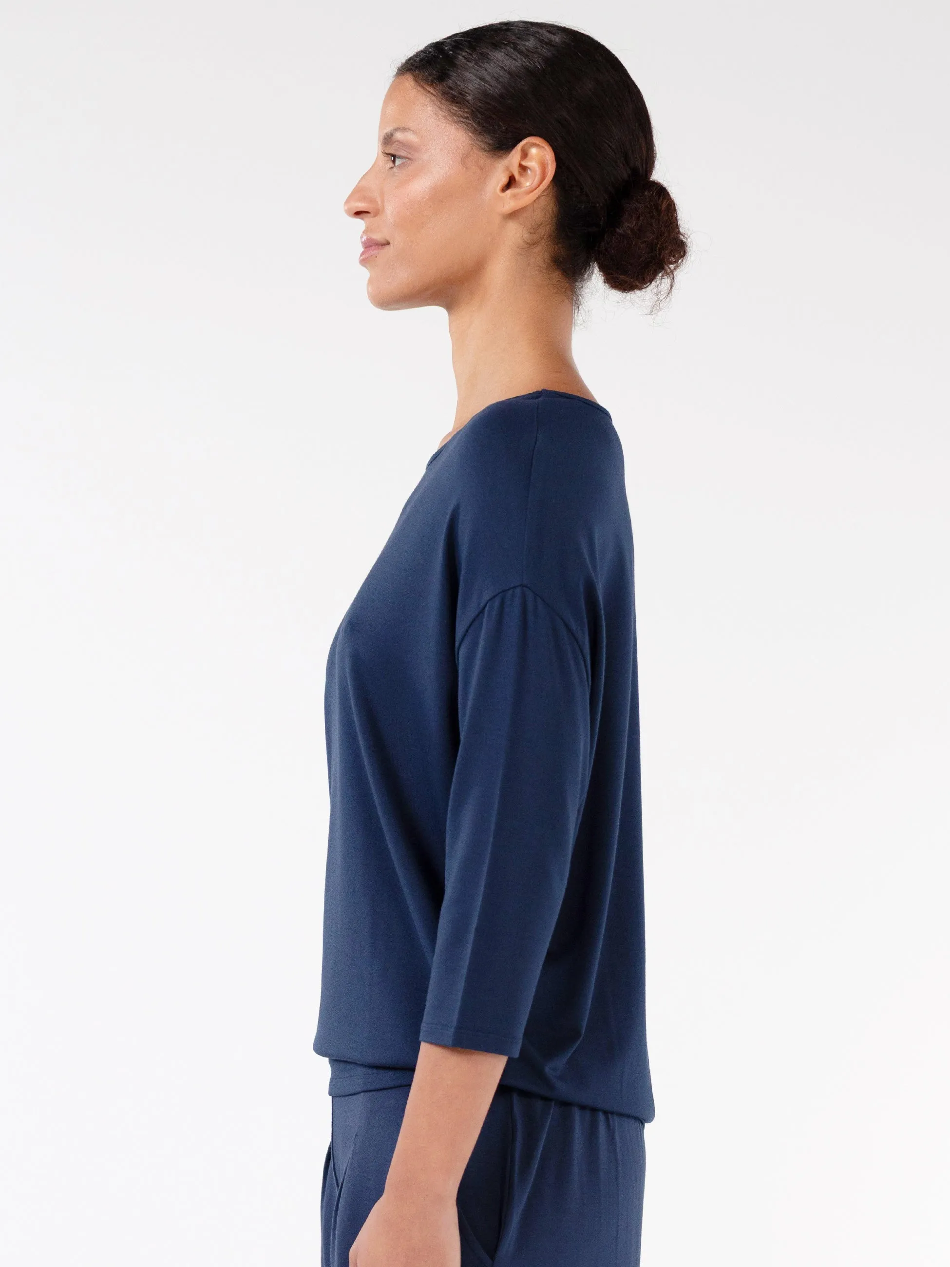 Modal Luxe Layer Tee 3/4 Sleeve - Navy sold by Dharma Bums product image thumbnail 2