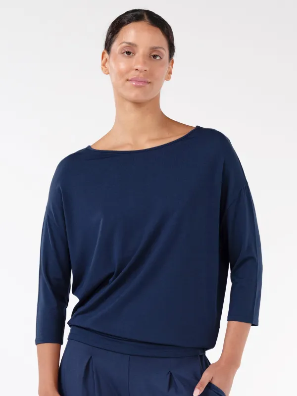 Modal Luxe Layer Tee 3/4 Sleeve - Navy sold by Dharma Bums