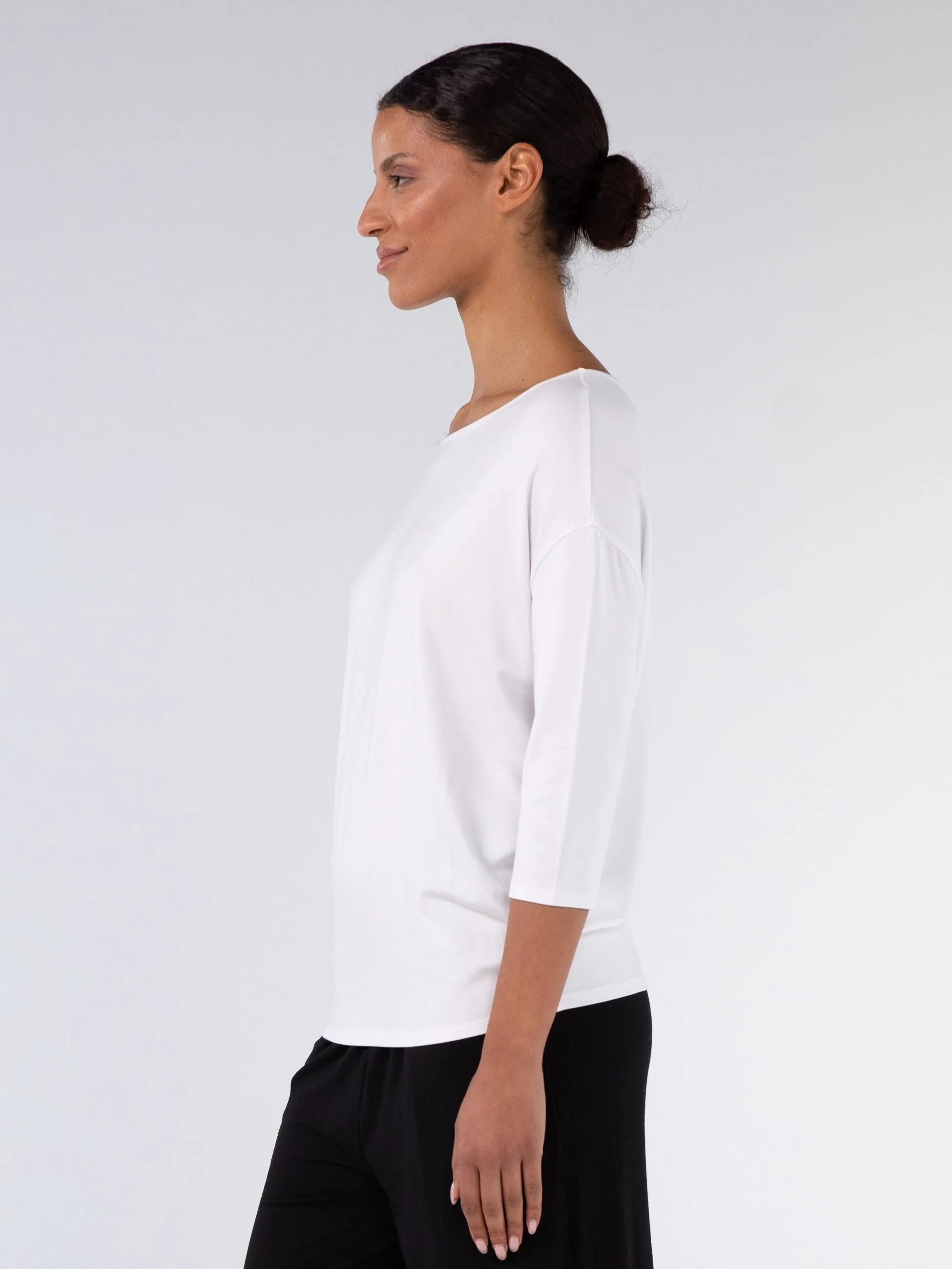 Modal Luxe Layer Tee 3/4 Sleeve - White sold by Dharma Bums product image thumbnail 3
