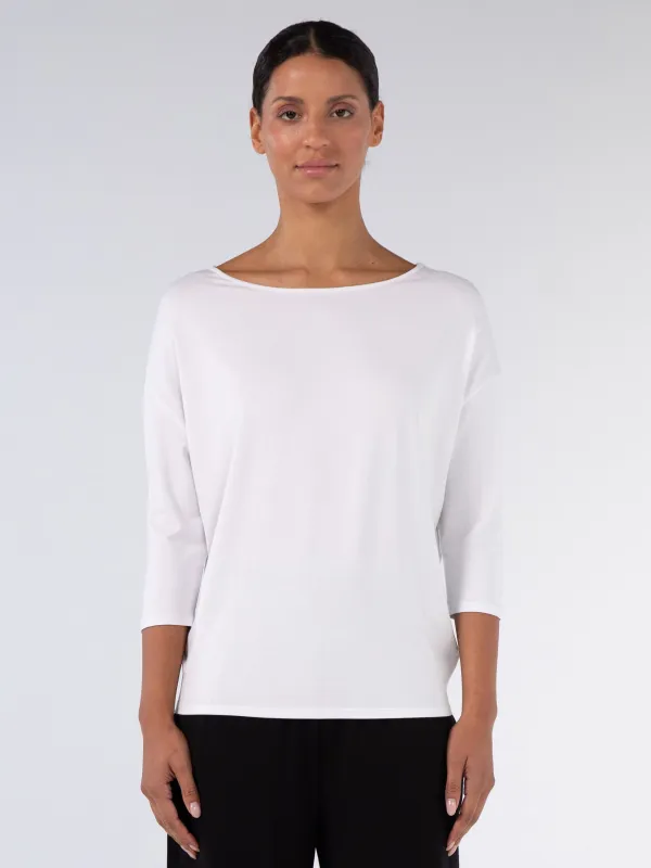 Modal Luxe Layer Tee 3/4 Sleeve - White sold by Dharma Bums