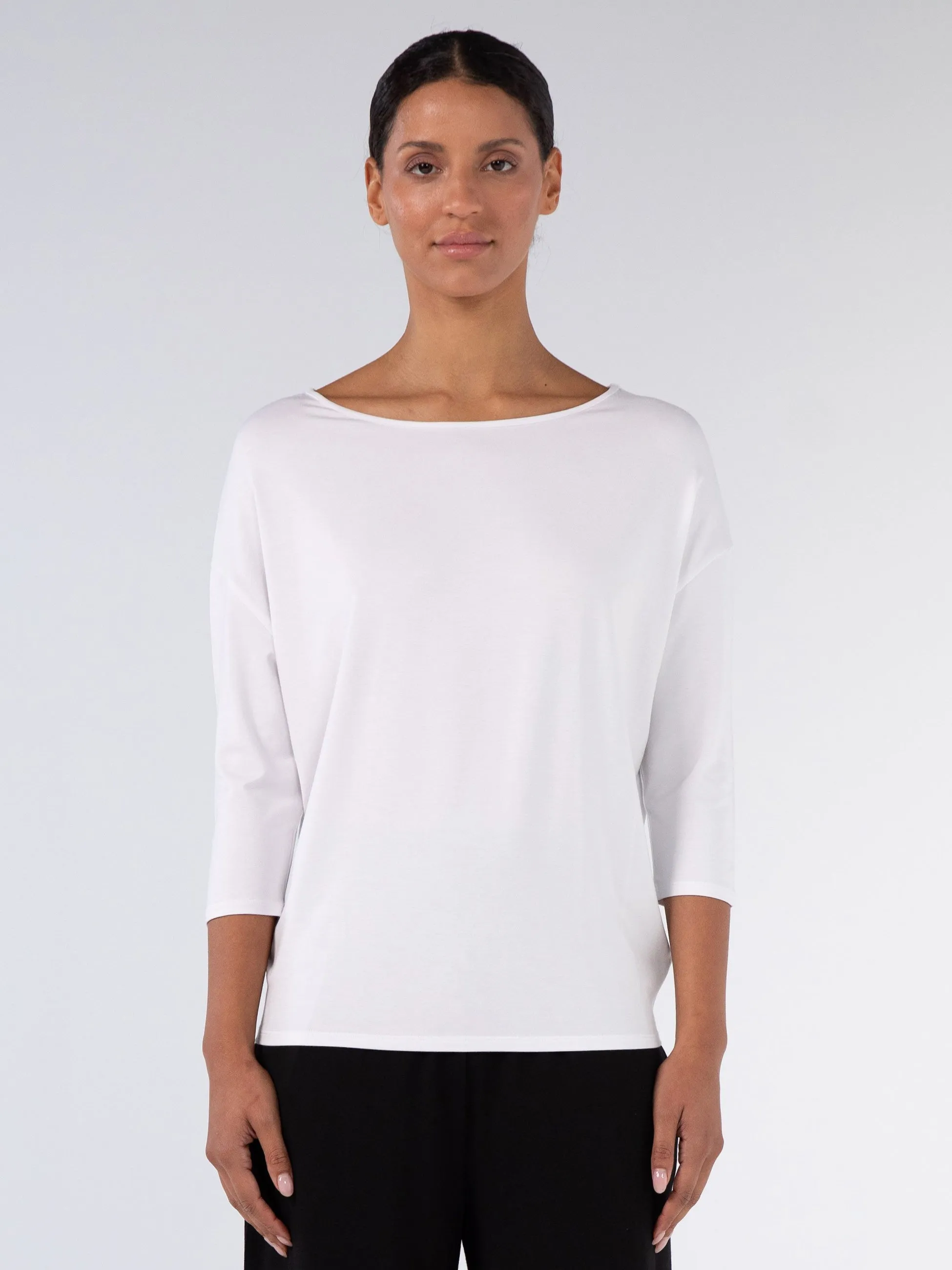 Modal Luxe Layer Tee 3/4 Sleeve - White sold by Dharma Bums