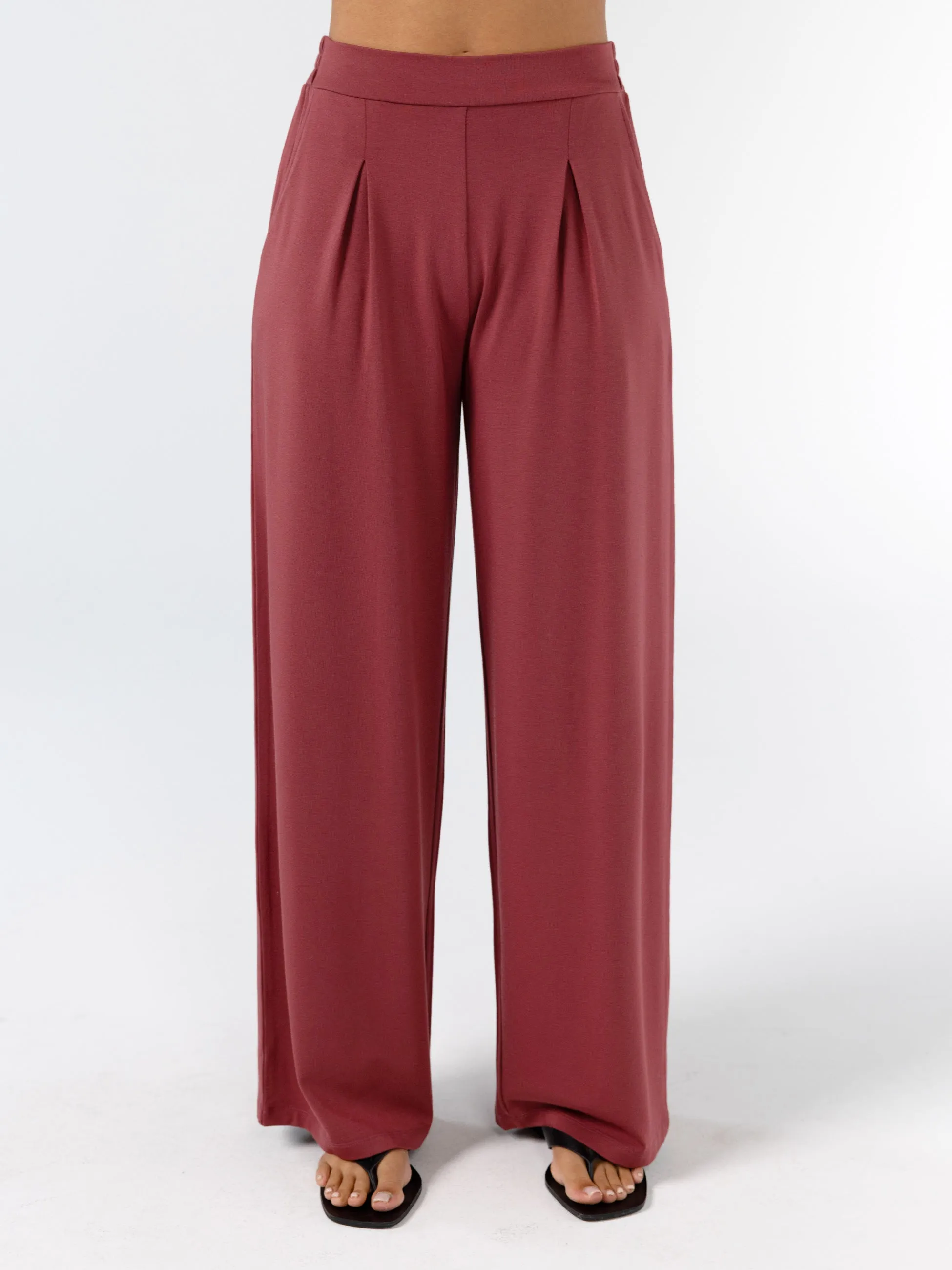 Pleat Front Wide Leg Pants - Mulberry sold by Dharma Bums product image thumbnail 4