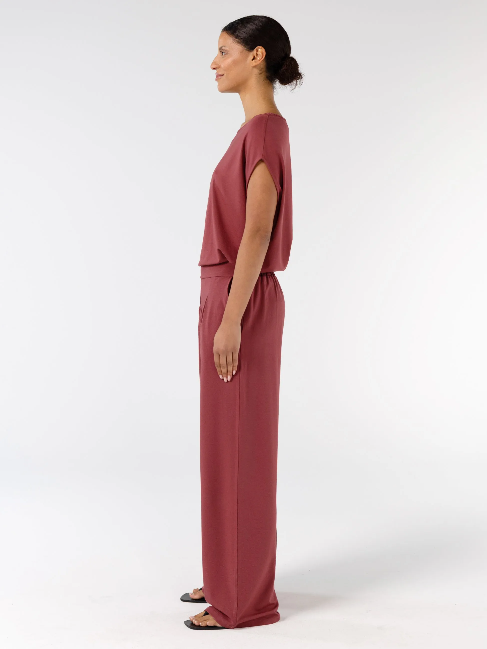 Pleat Front Wide Leg Pants - Mulberry sold by Dharma Bums product image thumbnail 2