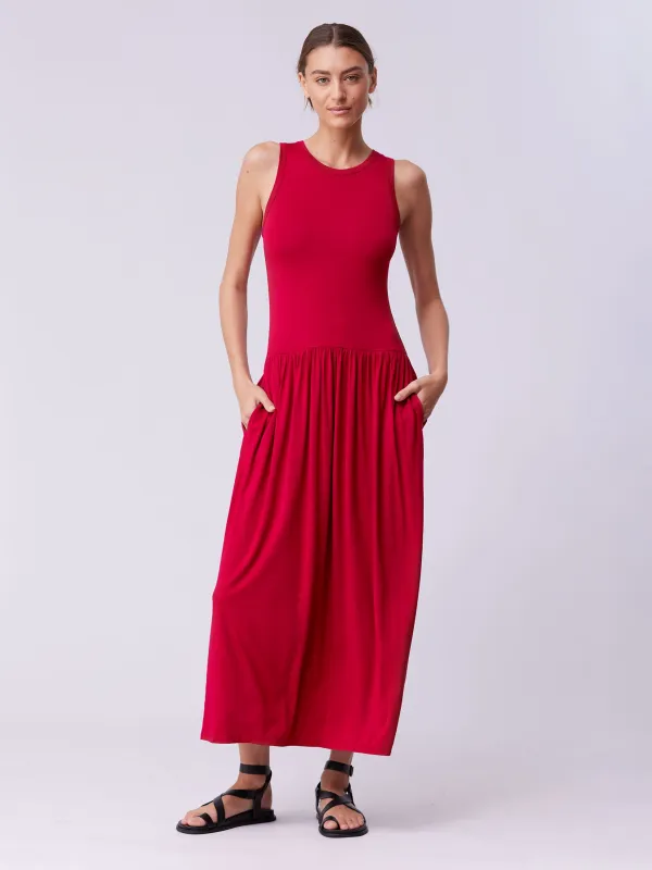 Essential Maxi Dress  Cherry sold by Dharma Bums