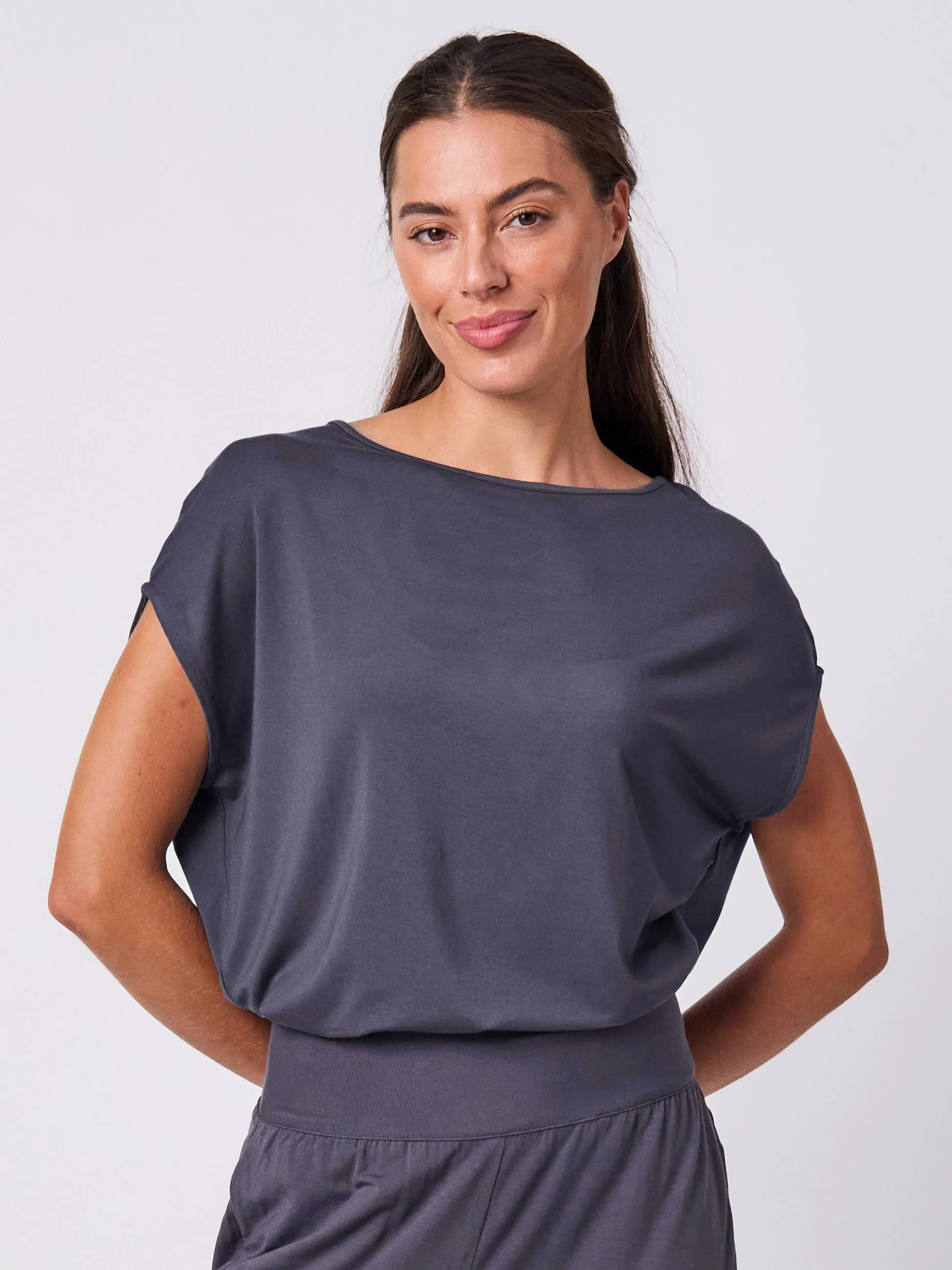 Modal Luxe Layer Tee - Charcoal sold by Dharma Bums