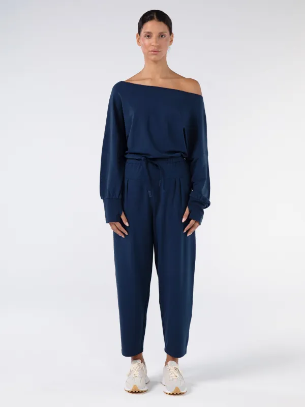 Kyoto Ankle Length French Terry Jogger - Navy sold by Dharma Bums