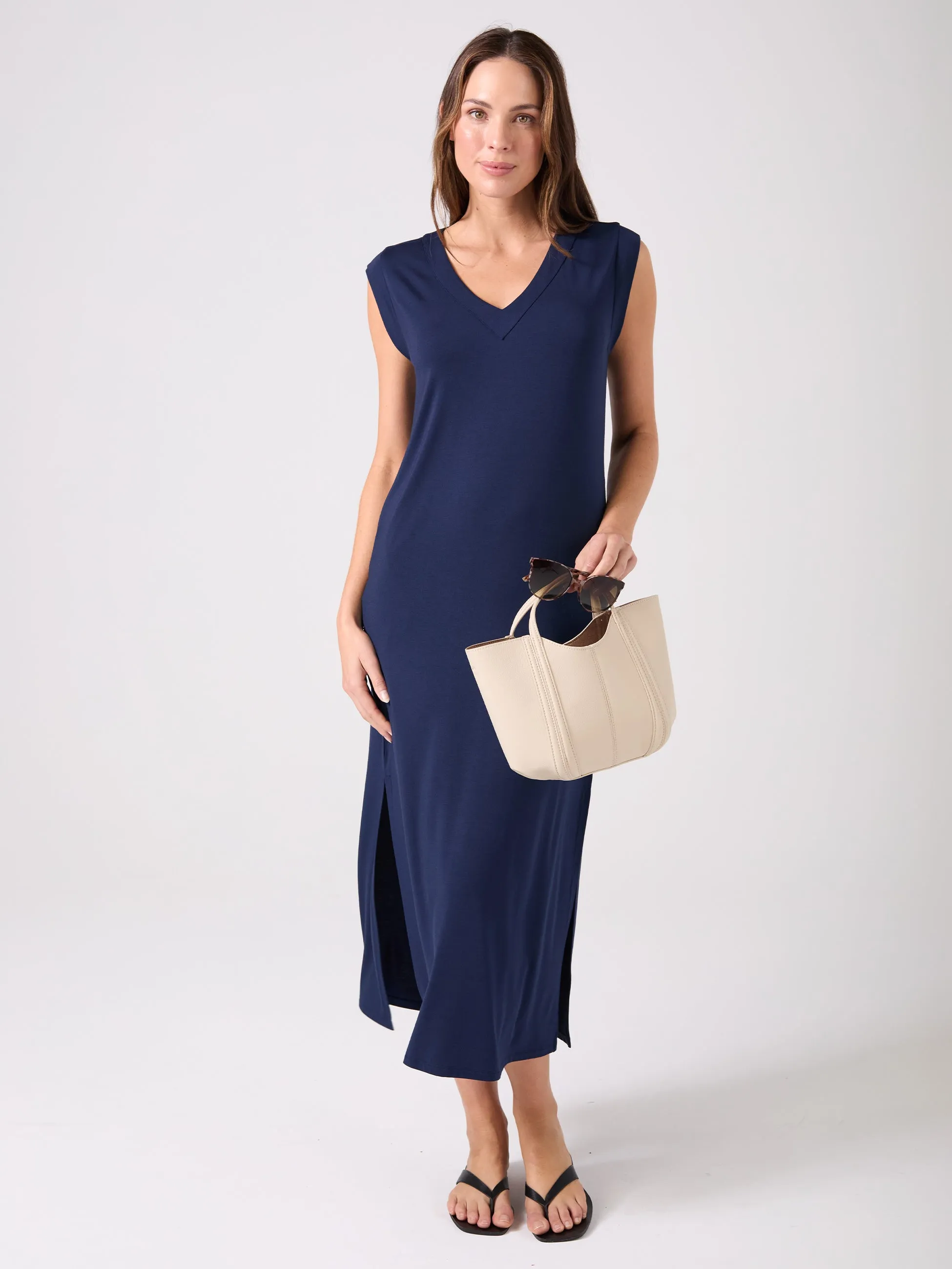 Everly V Neck Maxi Dress - Navy sold by Dharma Bums product image thumbnail 4