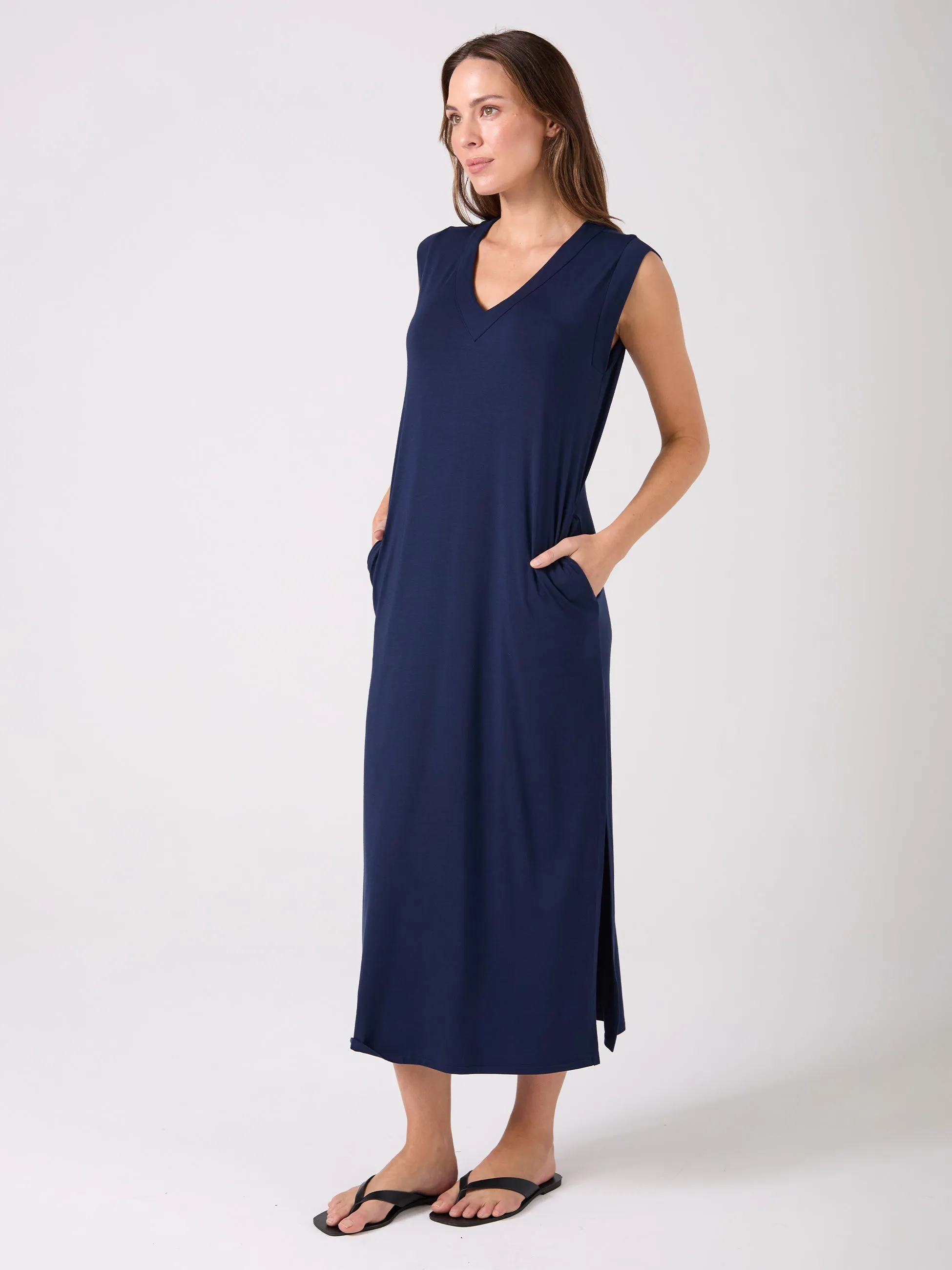 Everly V Neck Maxi Dress - Navy sold by Dharma Bums product image thumbnail 2