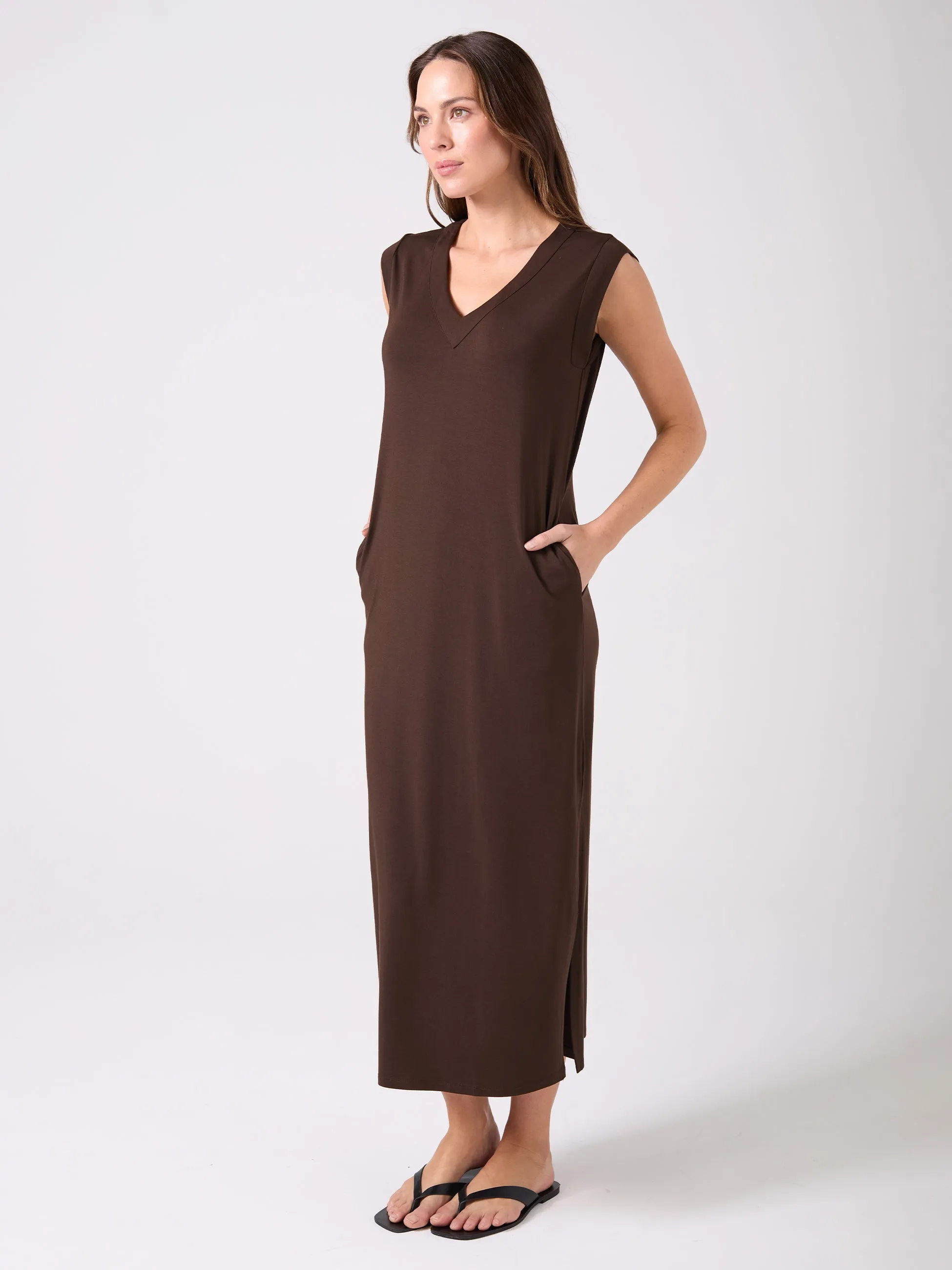 Everly V Neck Maxi Dress - Coffee Bean sold by Dharma Bums product image thumbnail 3