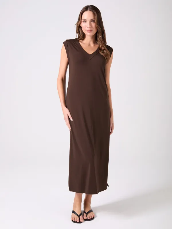 Everly V Neck Maxi  Dress - Coffee Bean sold by Dharma Bums
