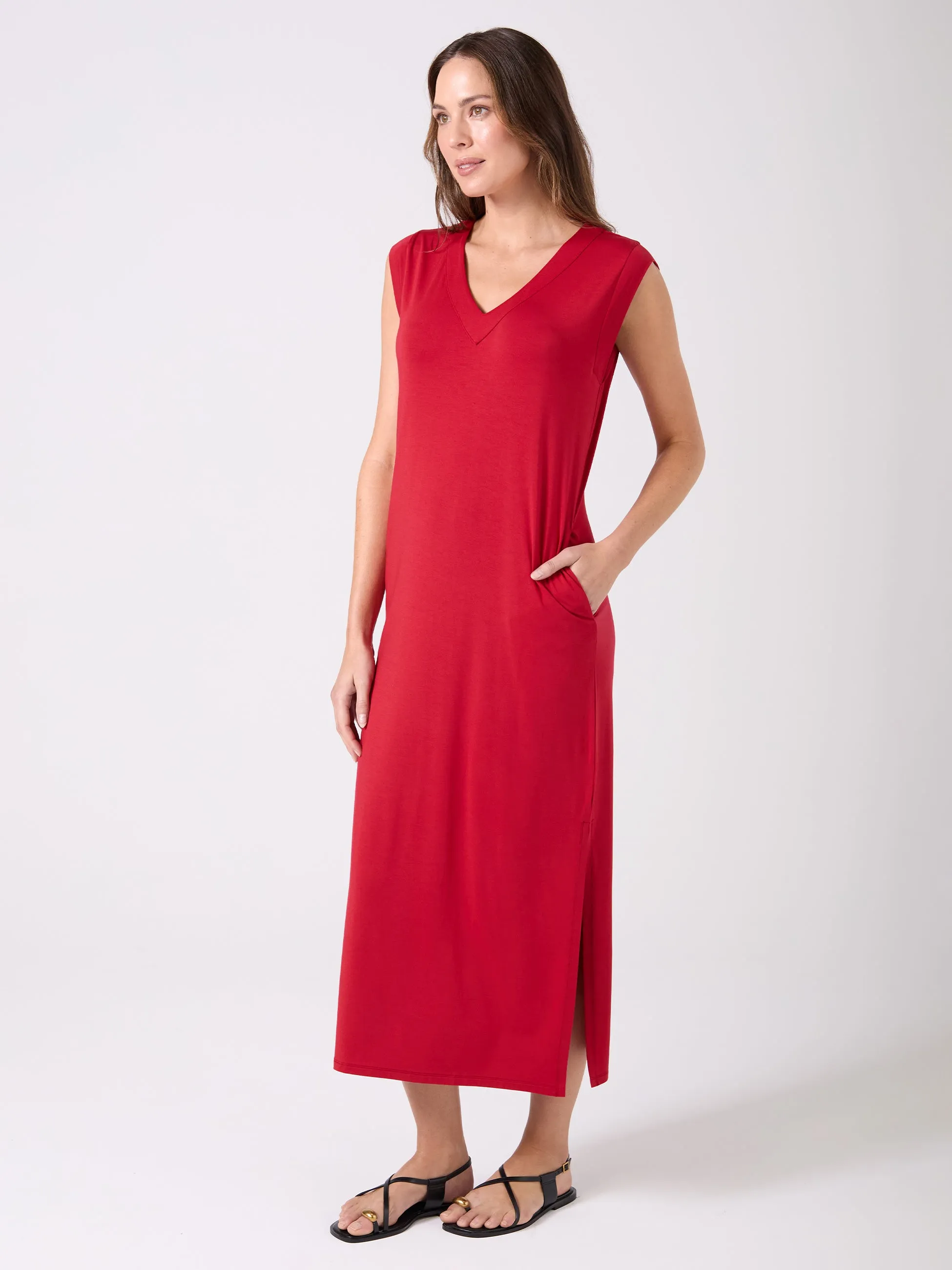Everly V Neck Maxi Dress - Cherry sold by Dharma Bums product image thumbnail 3