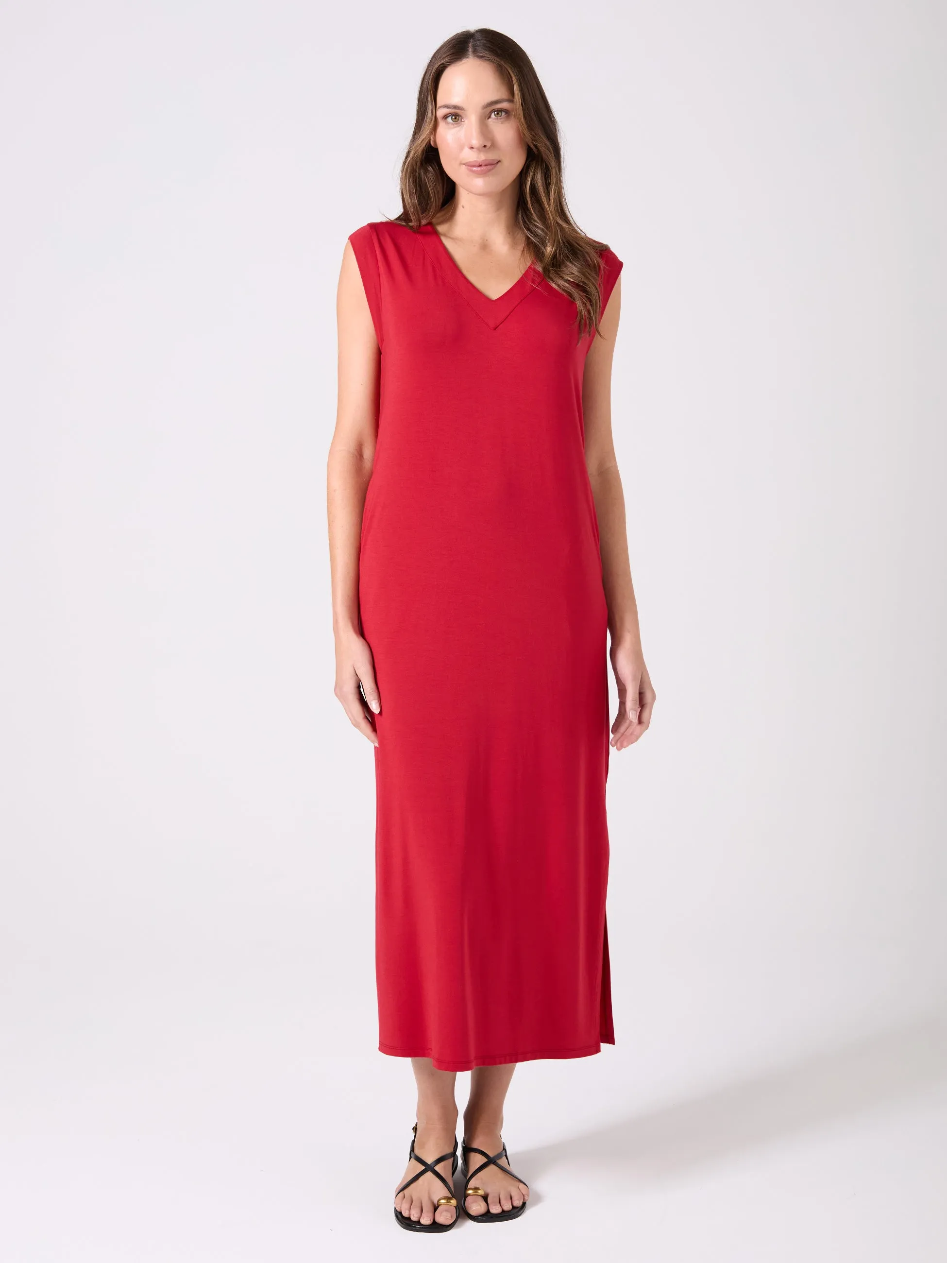 Everly V Neck Maxi Dress - Cherry sold by Dharma Bums